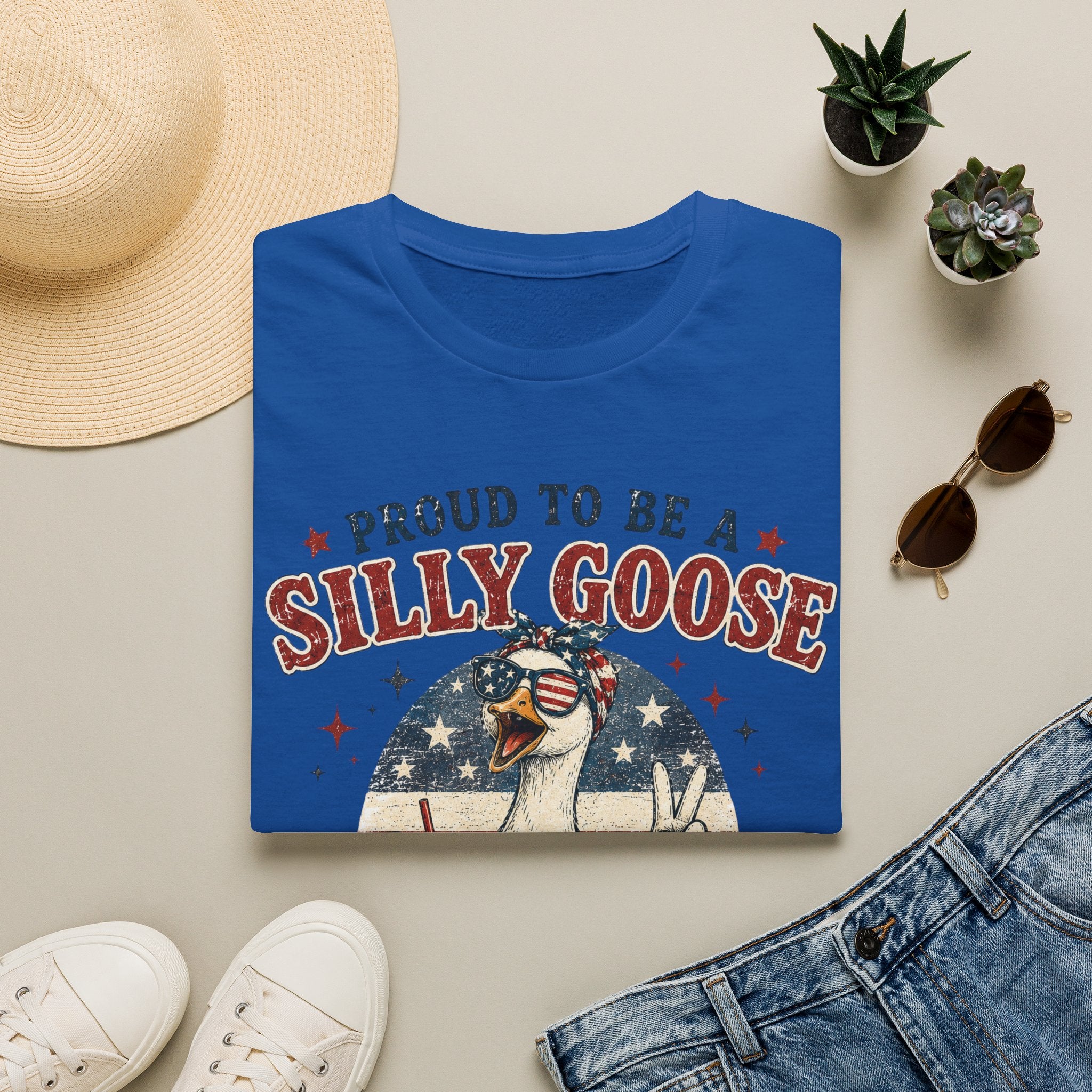 Funny Silly Goose Patriotic T-Shirt | Proud To Be A Silly Goose | Vintage 4th of July Graphic Tee