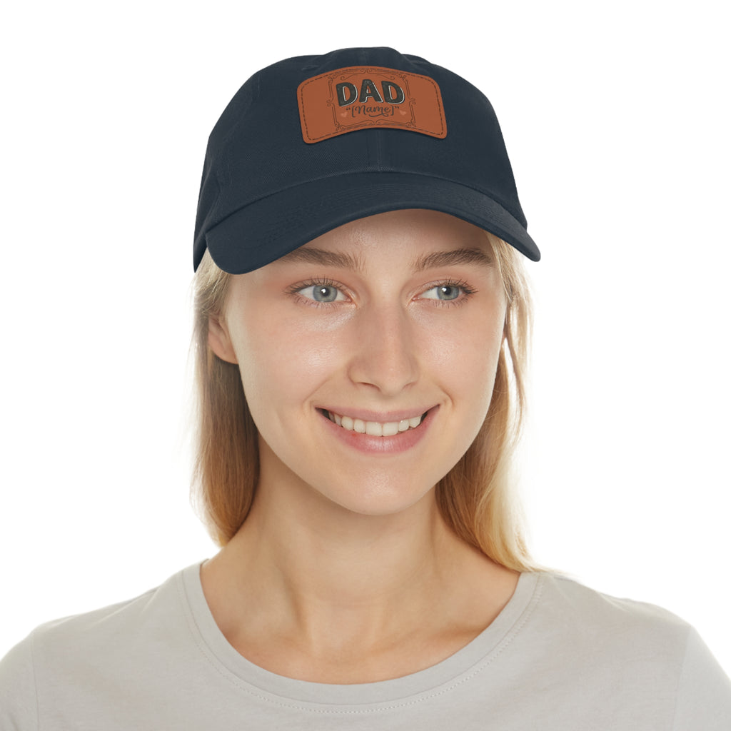 Personalized "Dad" Leather Patch Dad Hat — Custom Father's Day Cap