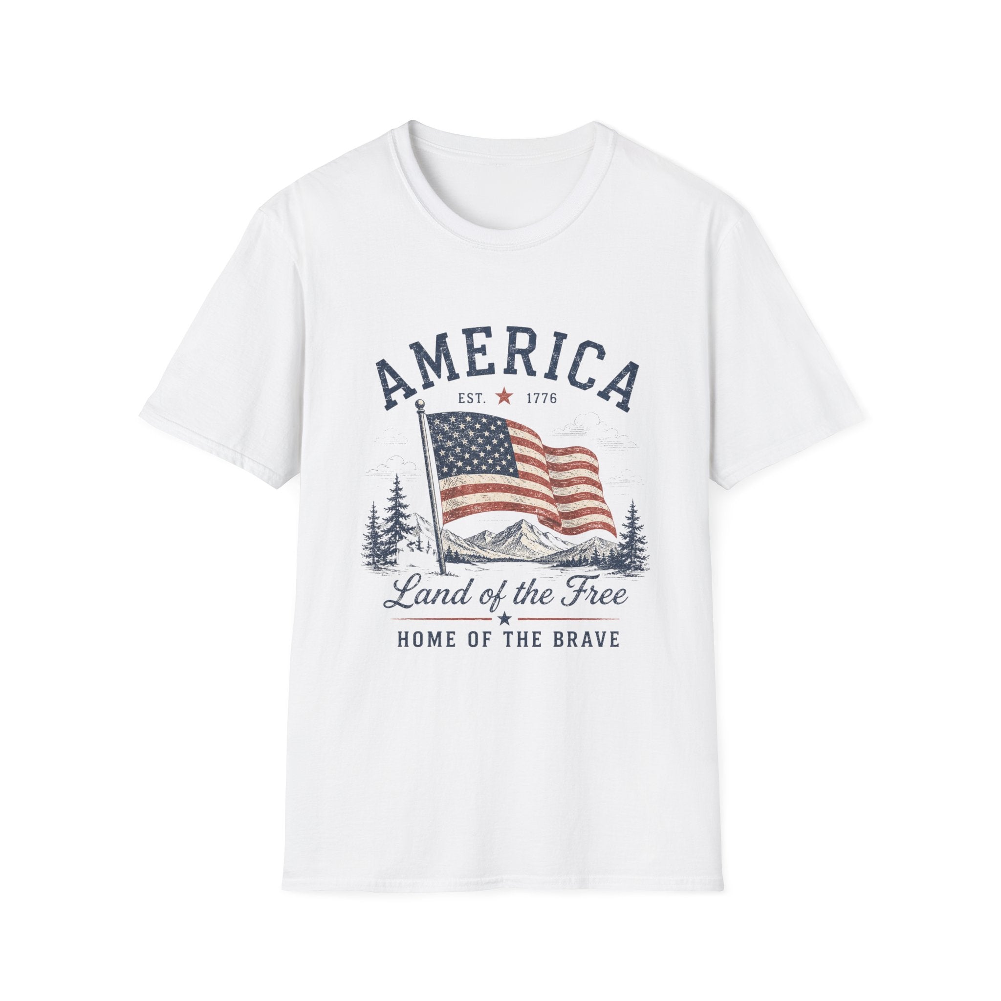 Vintage America Est. 1776 T-Shirt | Land of the Free Home of the Brave | Retro Patriotic Graphic Tee