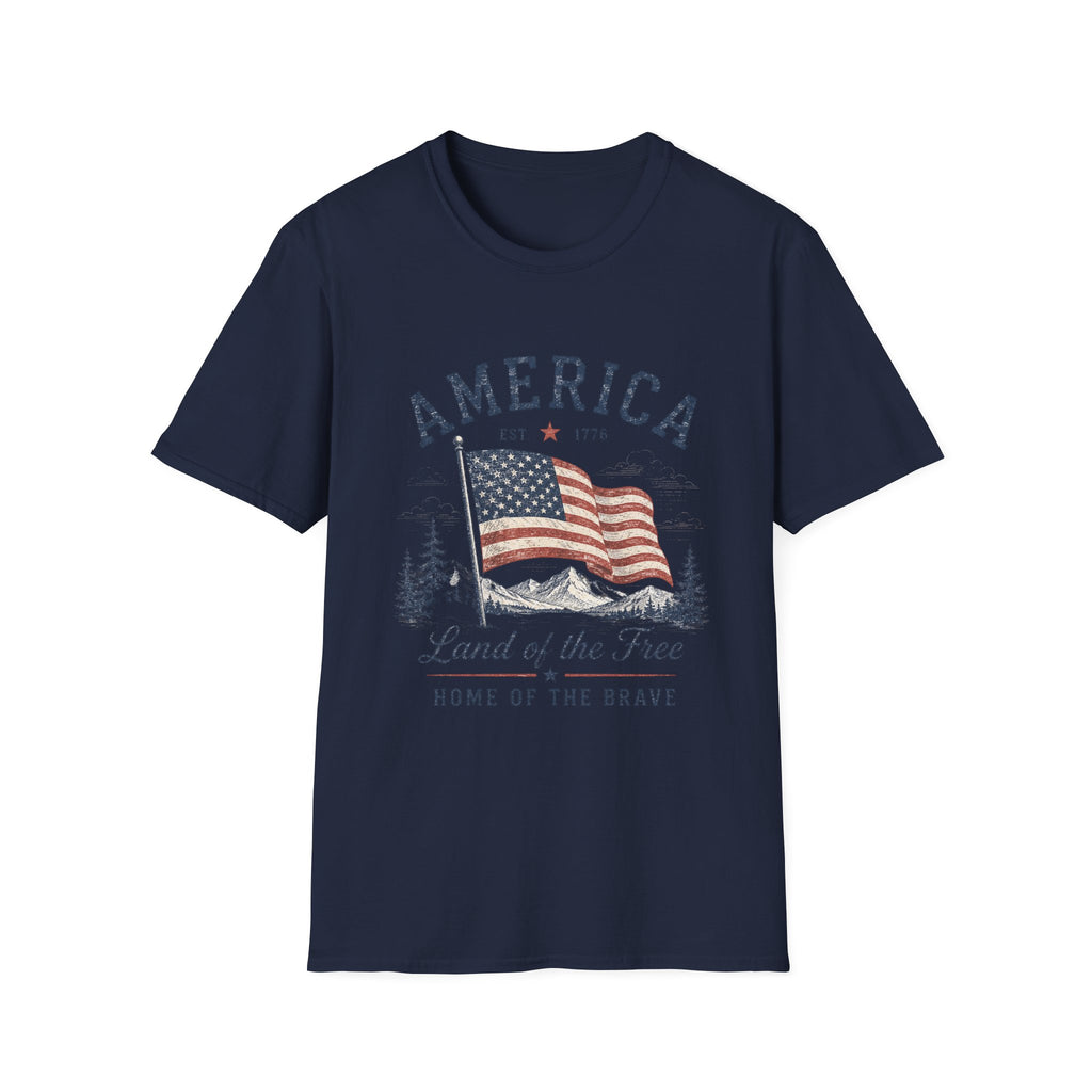 Vintage America Est. 1776 T-Shirt | Land of the Free Home of the Brave | Retro Patriotic Graphic Tee