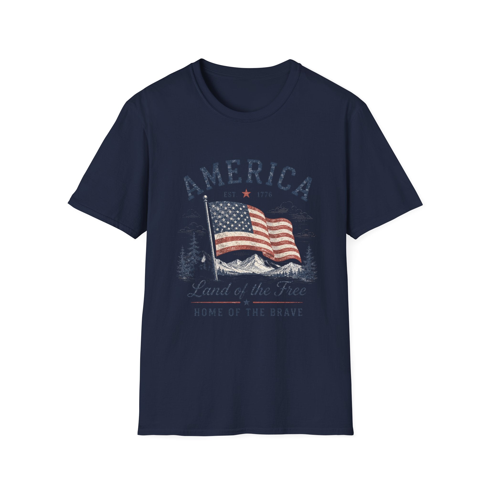 Vintage America Est. 1776 T-Shirt | Land of the Free Home of the Brave | Retro Patriotic Graphic Tee