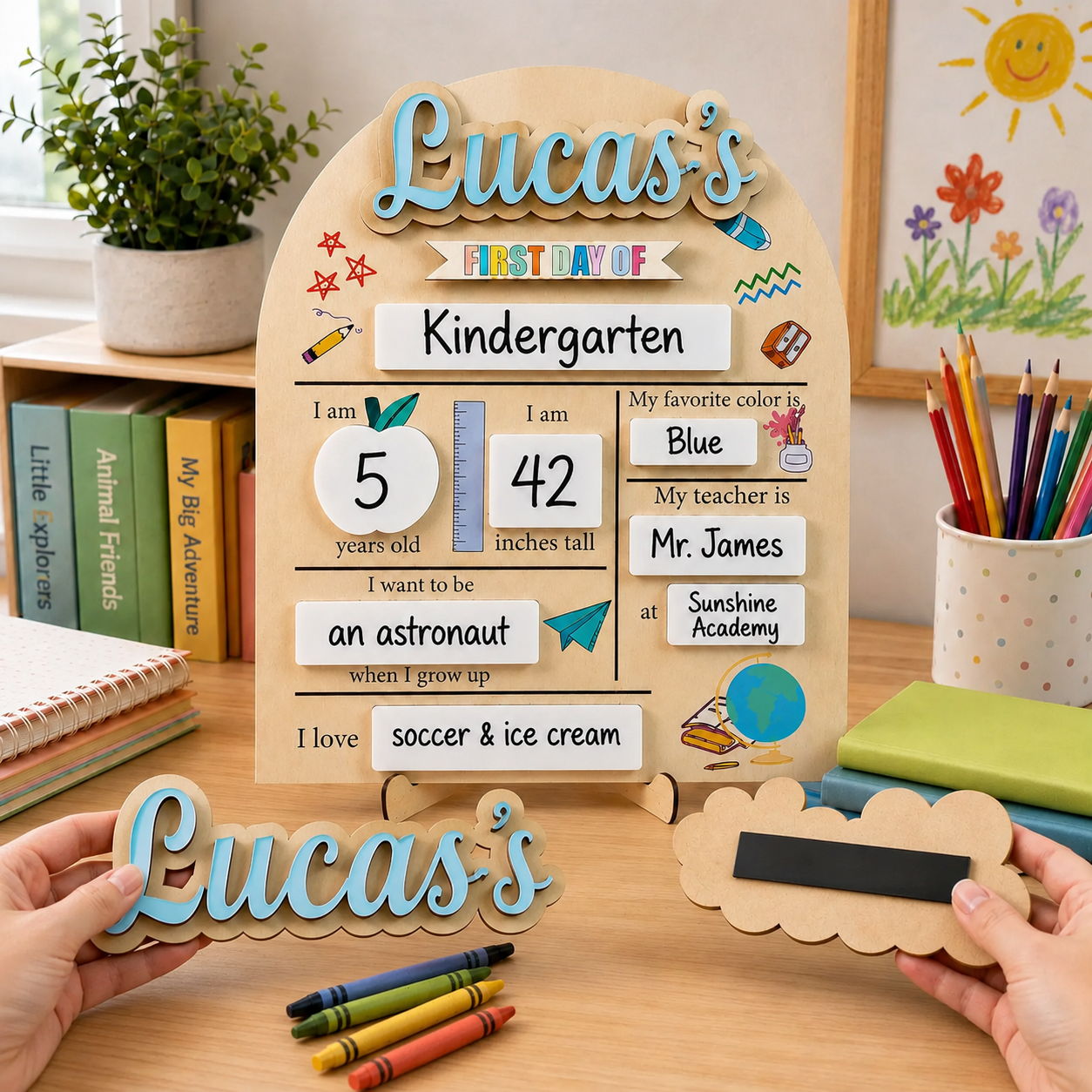 COMBO Personalized First & Last Day of School Sign Set | Includes 5 Interchangeable Name Tags