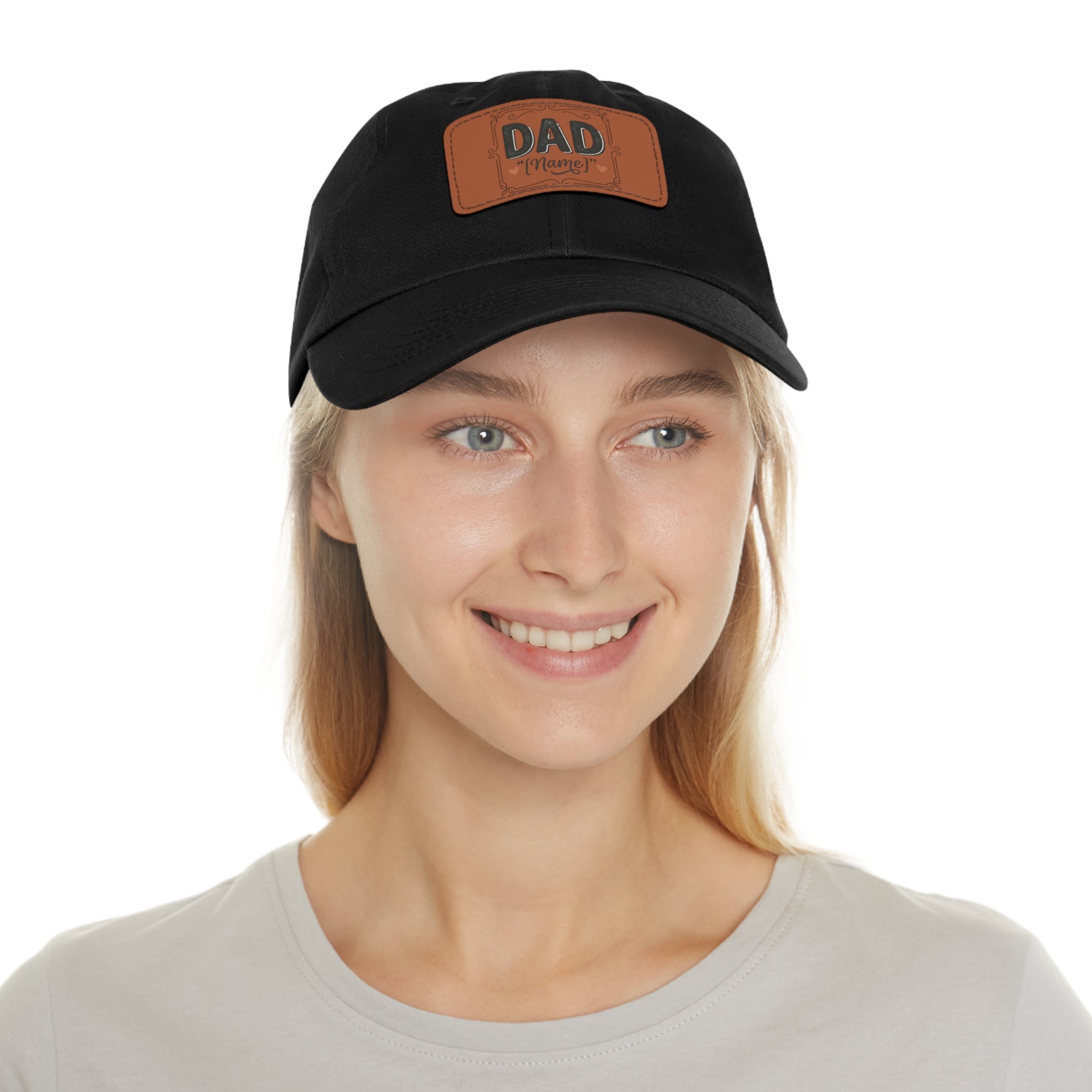 Personalized "Dad" Leather Patch Dad Hat — Custom Father's Day Cap