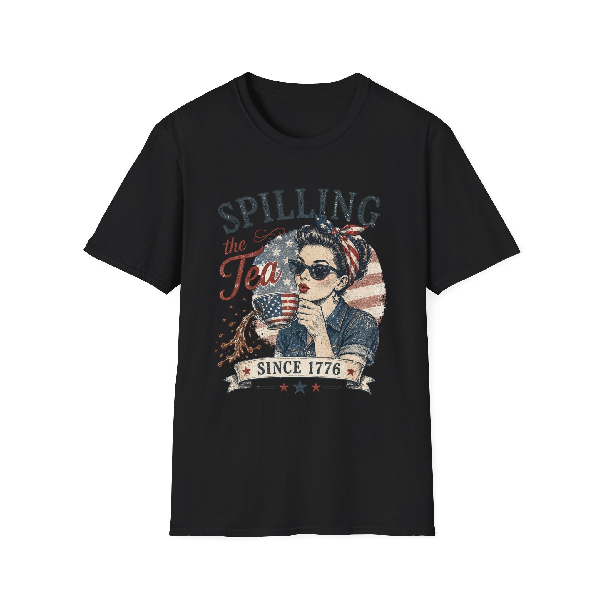 Spilling The Tea Since 1776 T-Shirt | Vintage Patriotic Graphic Tee | Funny America Independence Day Shirt