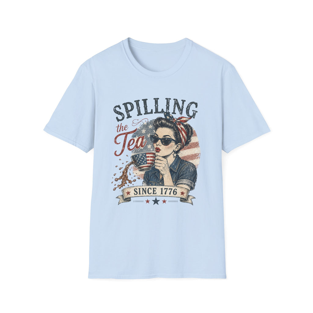 Spilling The Tea Since 1776 T-Shirt | Vintage Patriotic Graphic Tee | Funny America Independence Day Shirt