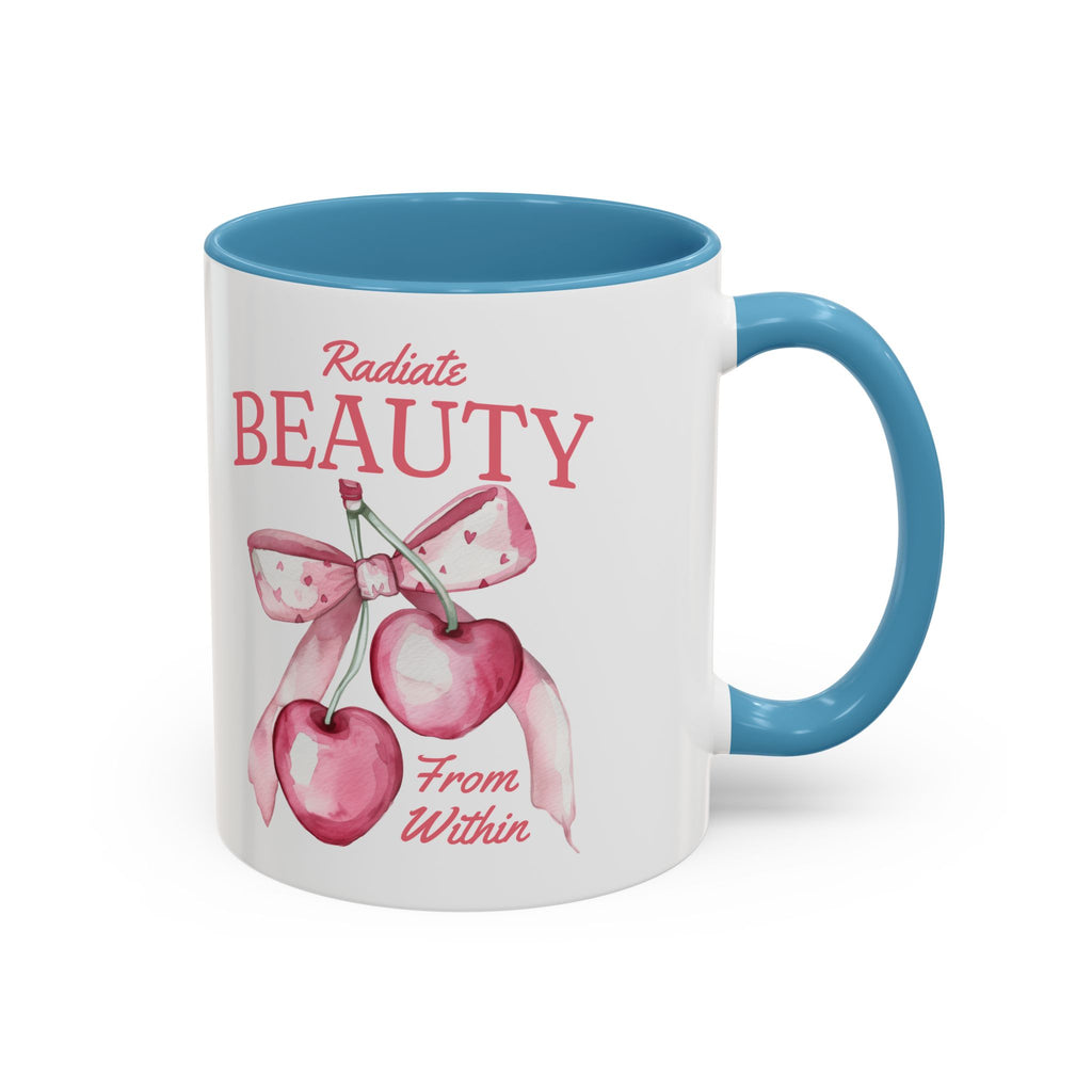 Personalized Coquette Cherry Mug | Watercolor Bow Cup