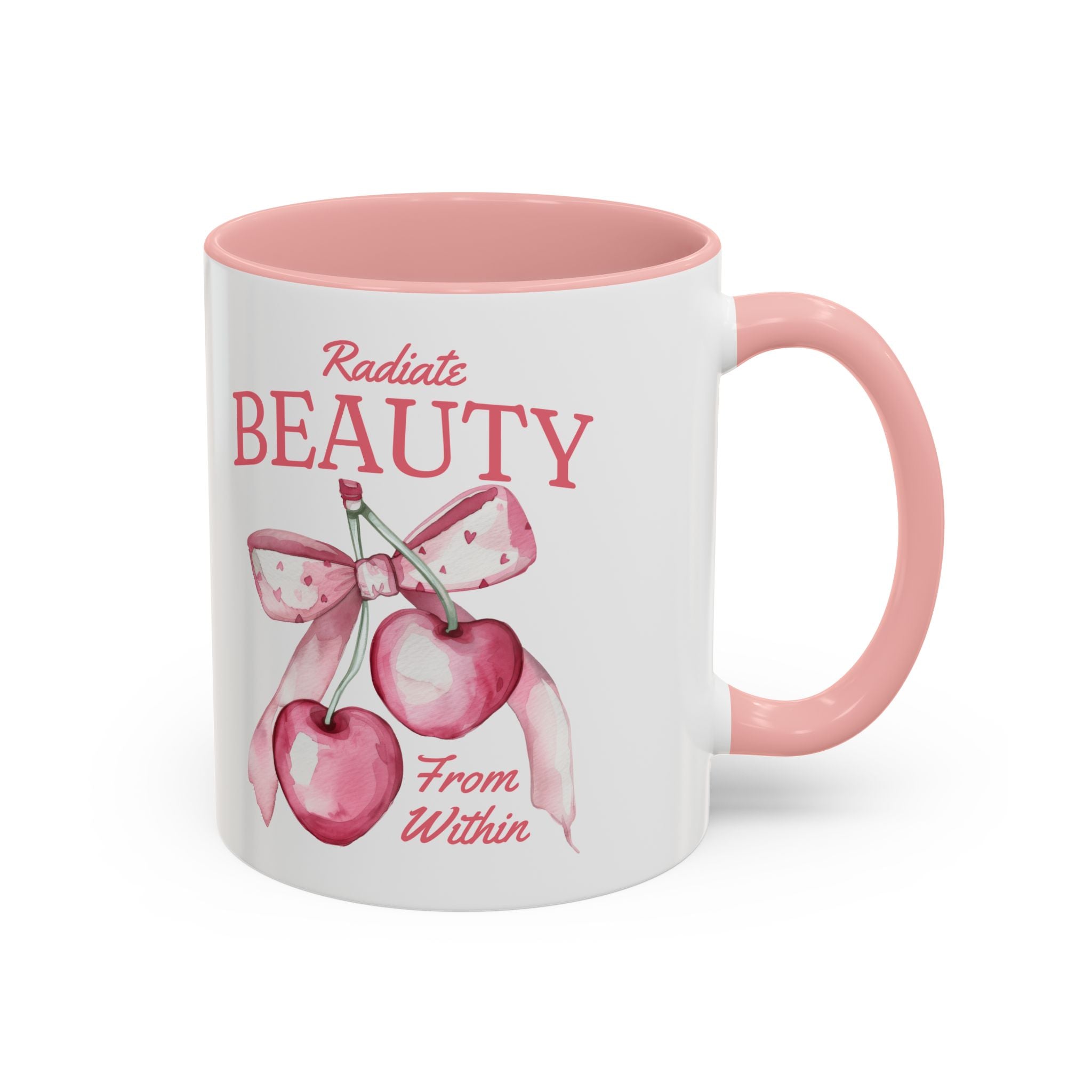 Personalized Coquette Cherry Mug | Watercolor Bow Cup