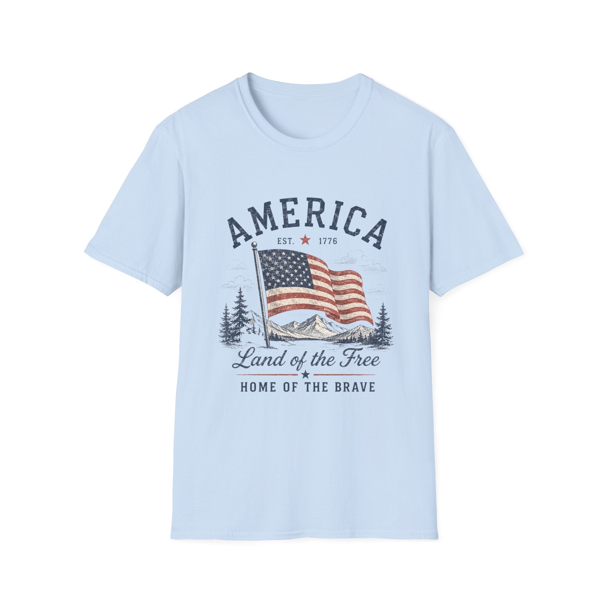 Vintage America Est. 1776 T-Shirt | Land of the Free Home of the Brave | Retro Patriotic Graphic Tee