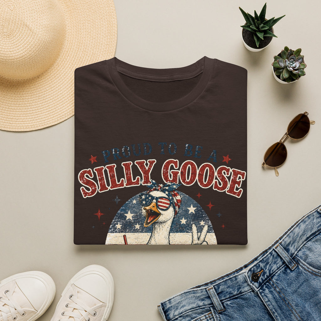 Funny Silly Goose Patriotic T-Shirt | Proud To Be A Silly Goose | Vintage 4th of July Graphic Tee