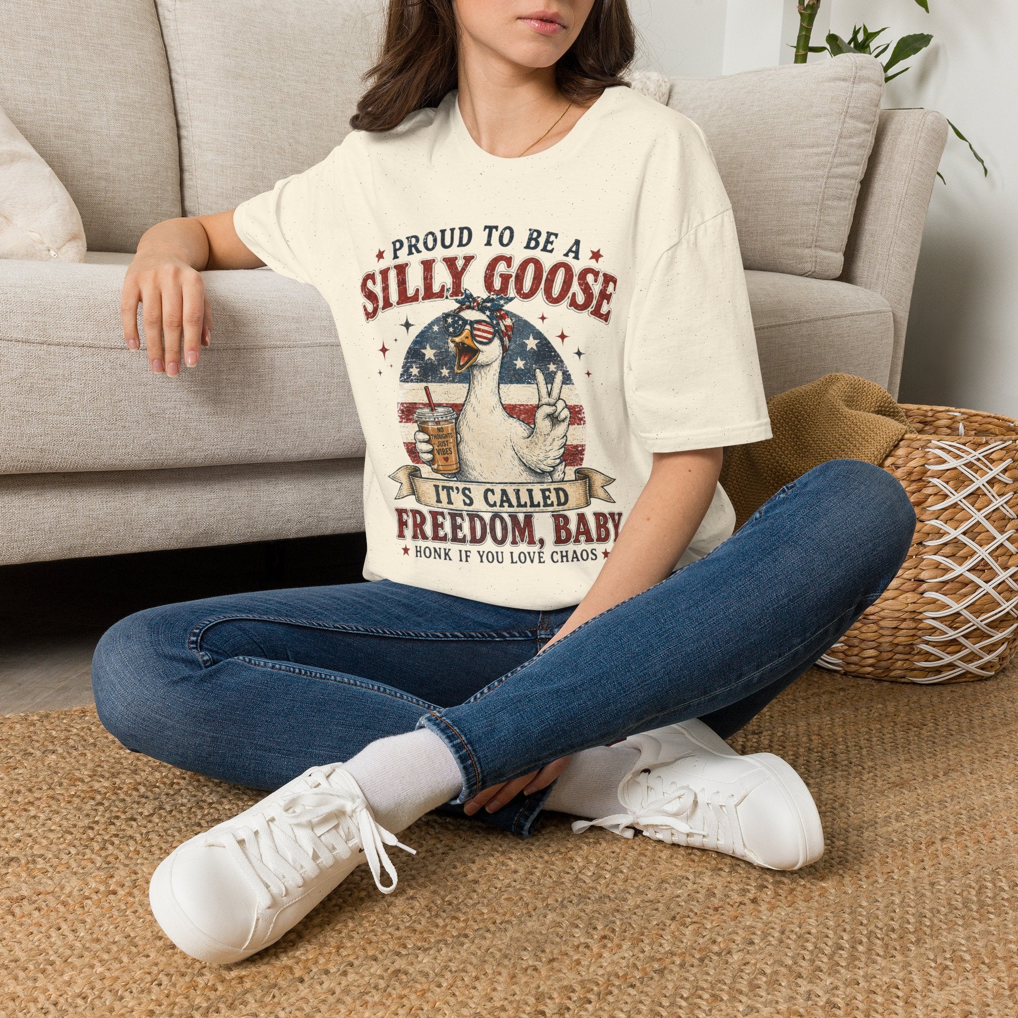 Funny Silly Goose Patriotic T-Shirt | Proud To Be A Silly Goose | Vintage 4th of July Graphic Tee