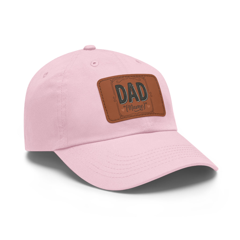Personalized "Dad" Leather Patch Dad Hat — Custom Father's Day Cap