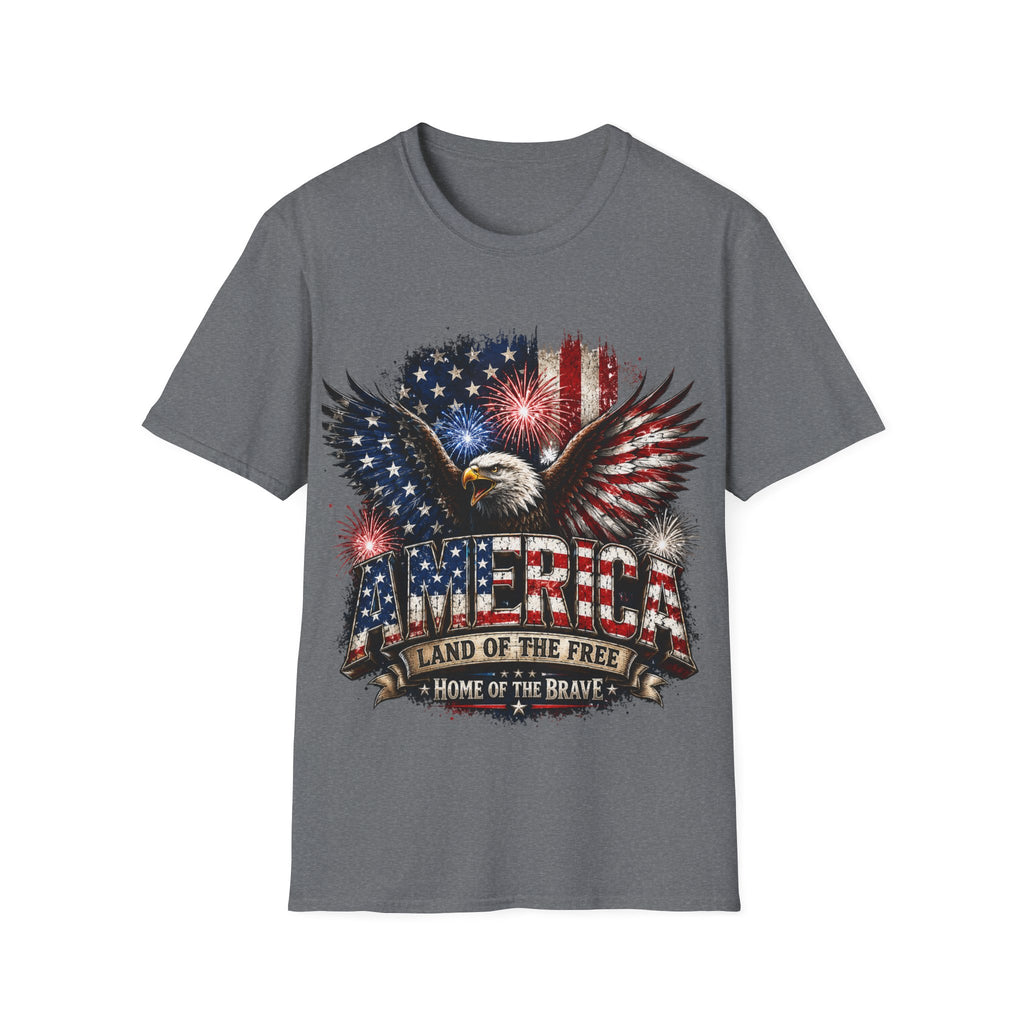 Vintage American Eagle Patriotic T-Shirt | Land of the Free Home of the Brave | USA Flag Graphic Tee