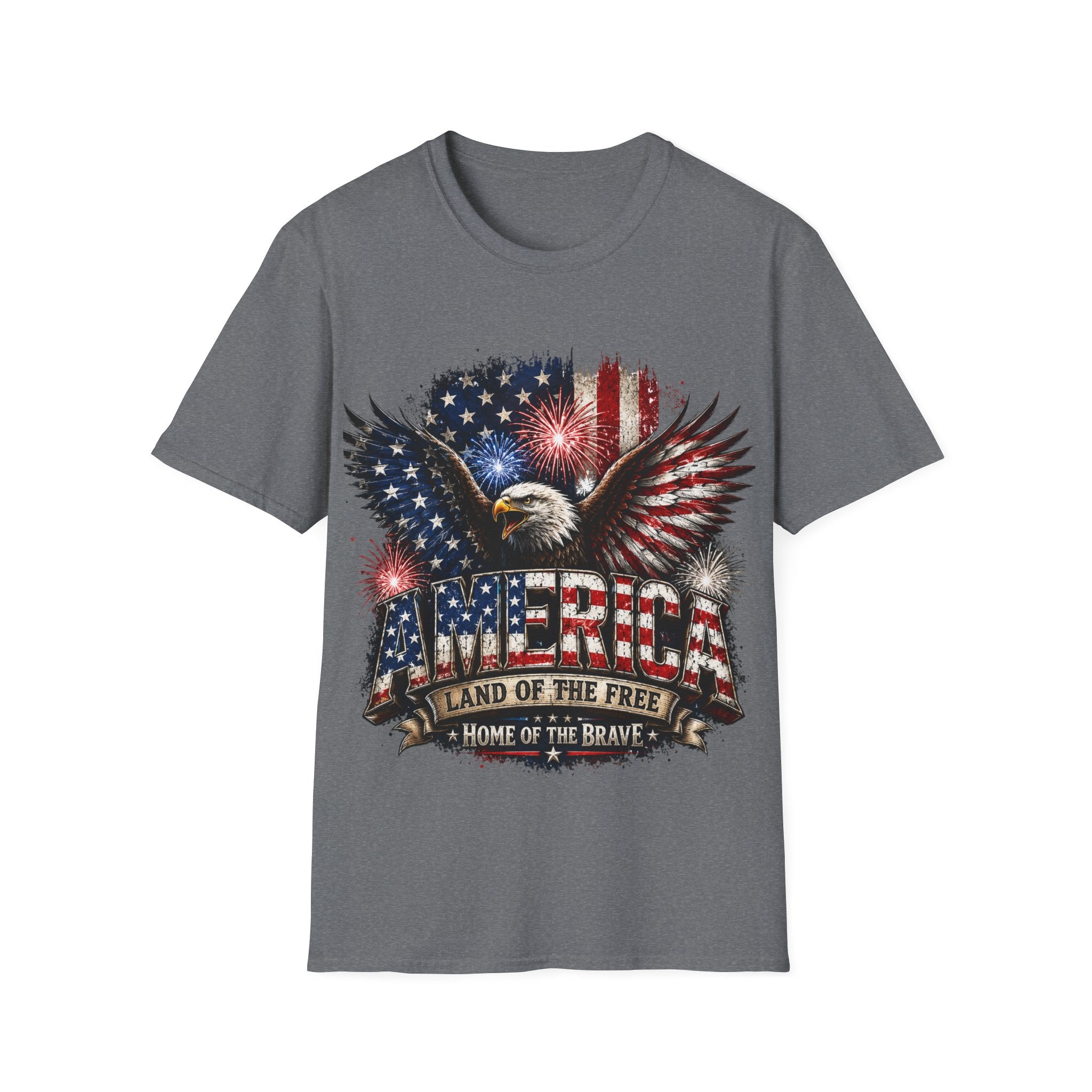 Vintage American Eagle Patriotic T-Shirt | Land of the Free Home of the Brave | USA Flag Graphic Tee