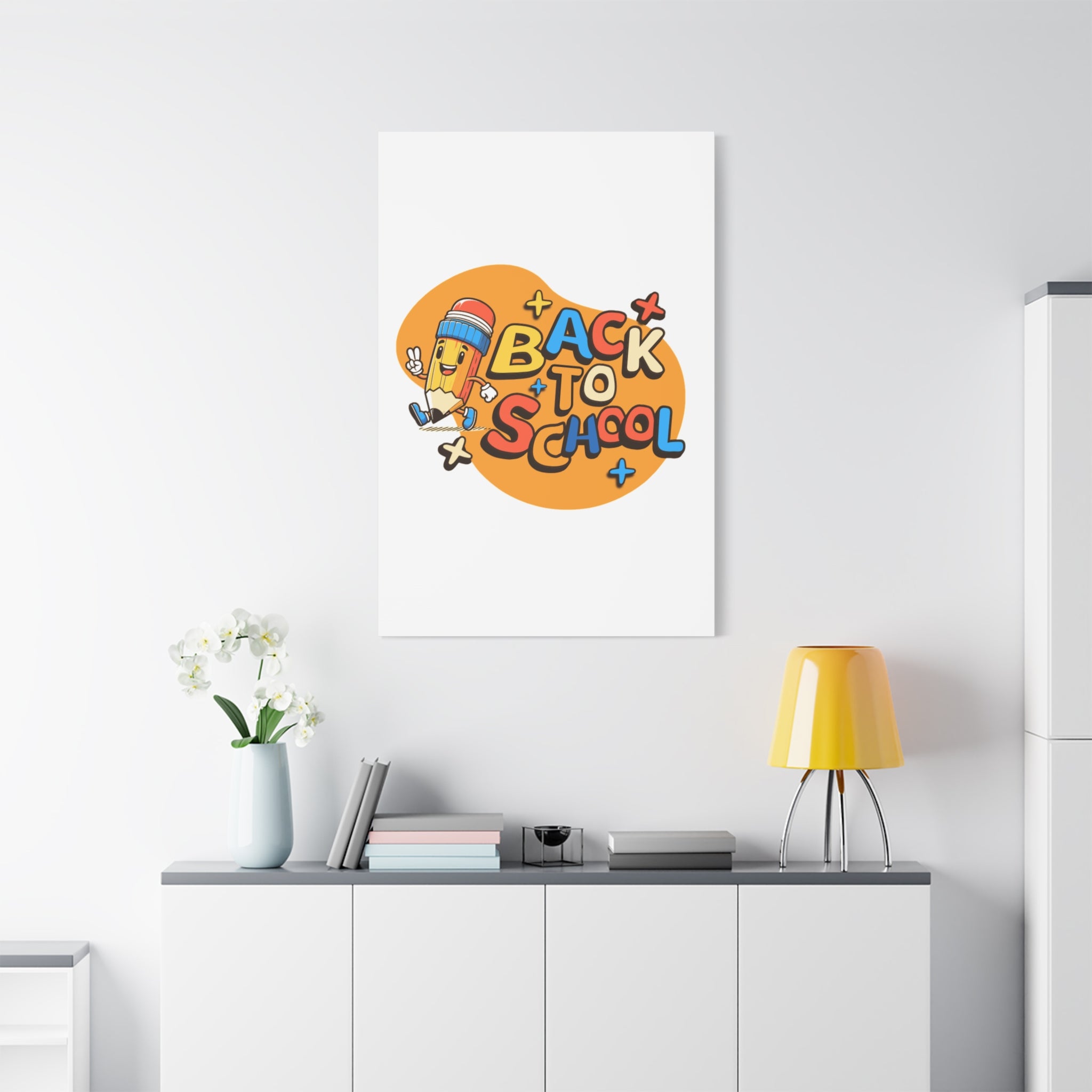 Back to School Canvas Wall Art — Cheerful Pencil Classroom Decor