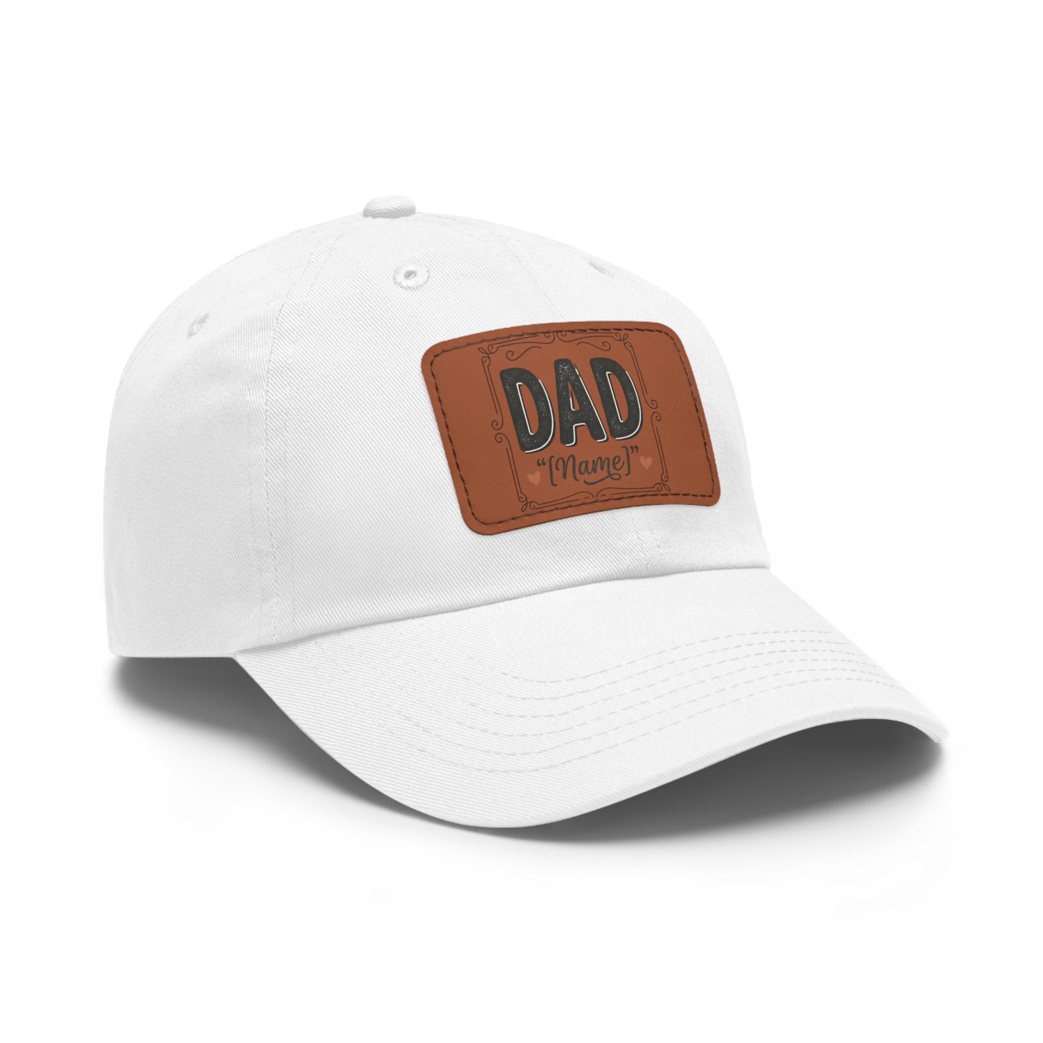 Personalized "Dad" Leather Patch Dad Hat — Custom Father's Day Cap