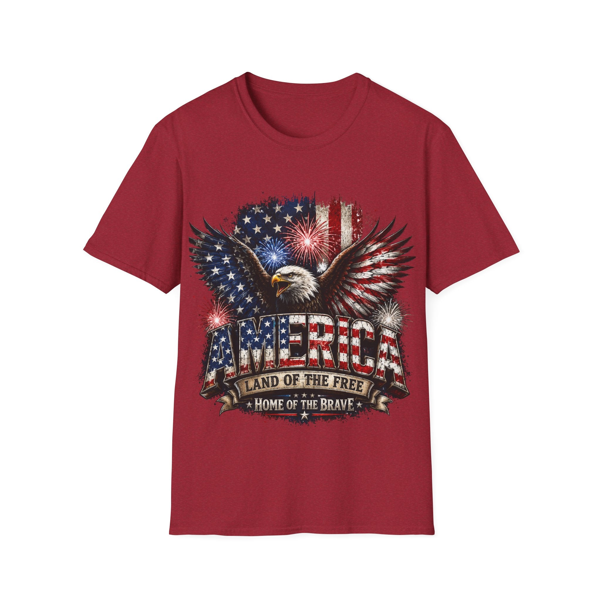 Vintage American Eagle Patriotic T-Shirt | Land of the Free Home of the Brave | USA Flag Graphic Tee