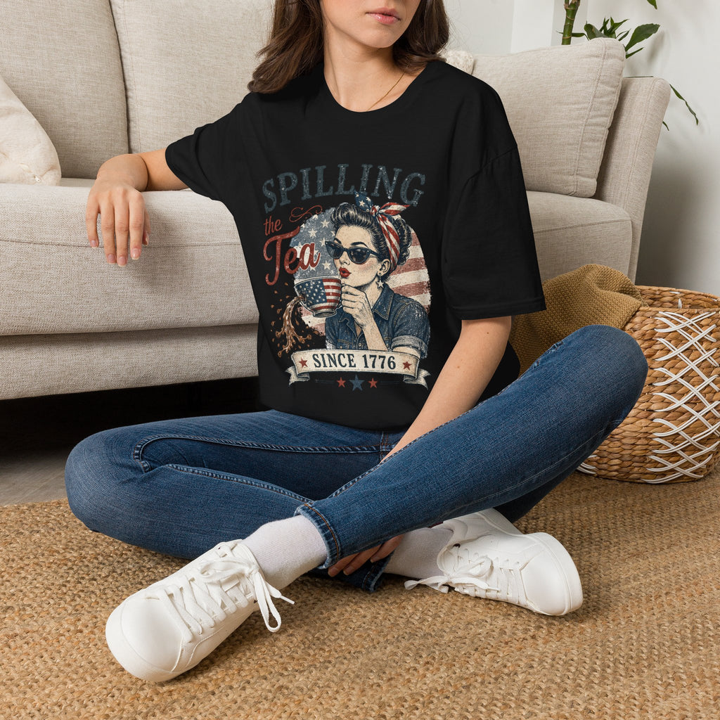 Spilling The Tea Since 1776 T-Shirt | Vintage Patriotic Graphic Tee | Funny America Independence Day Shirt