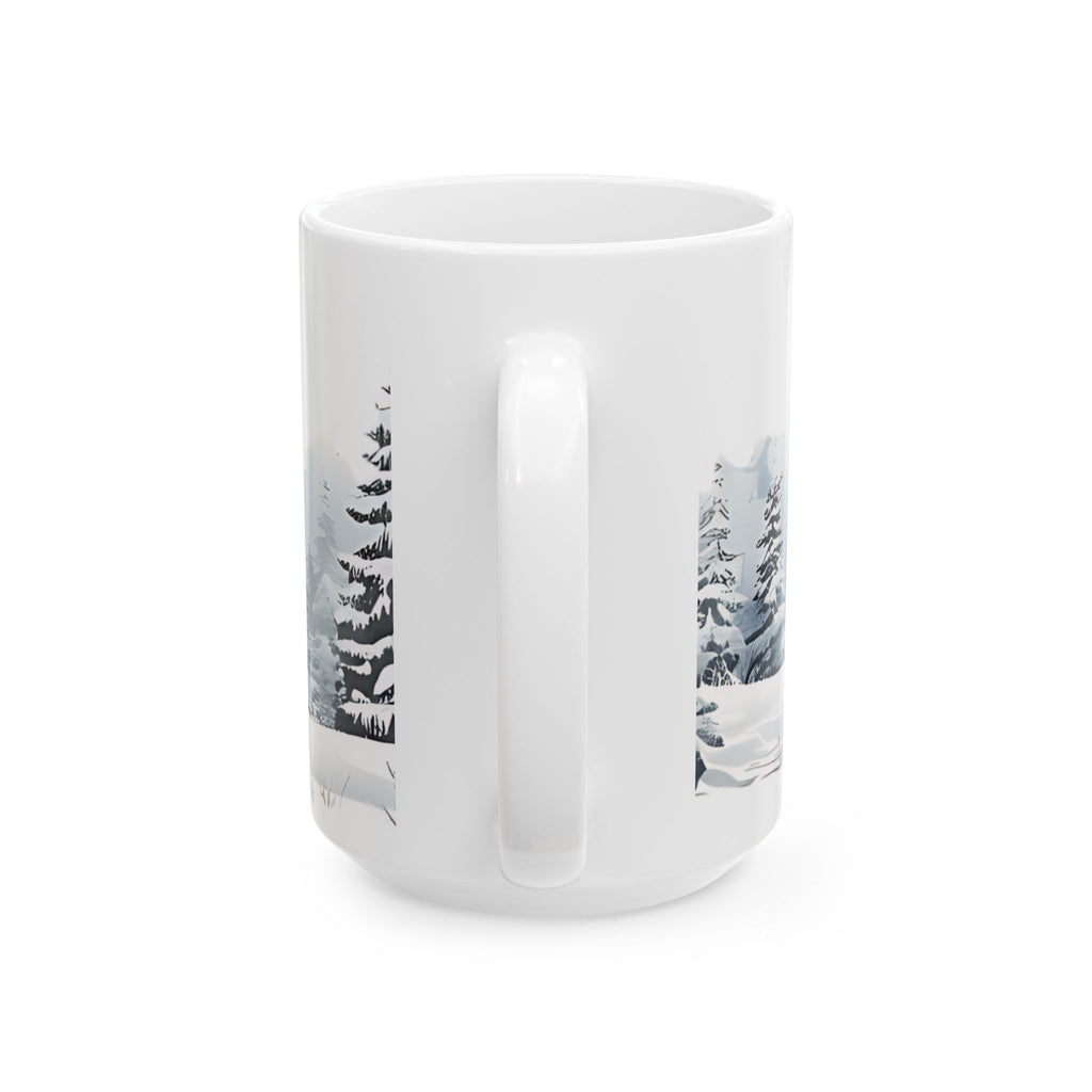 Watercolor Winter Forest Mug | Snowy Christmas Coffee Cup