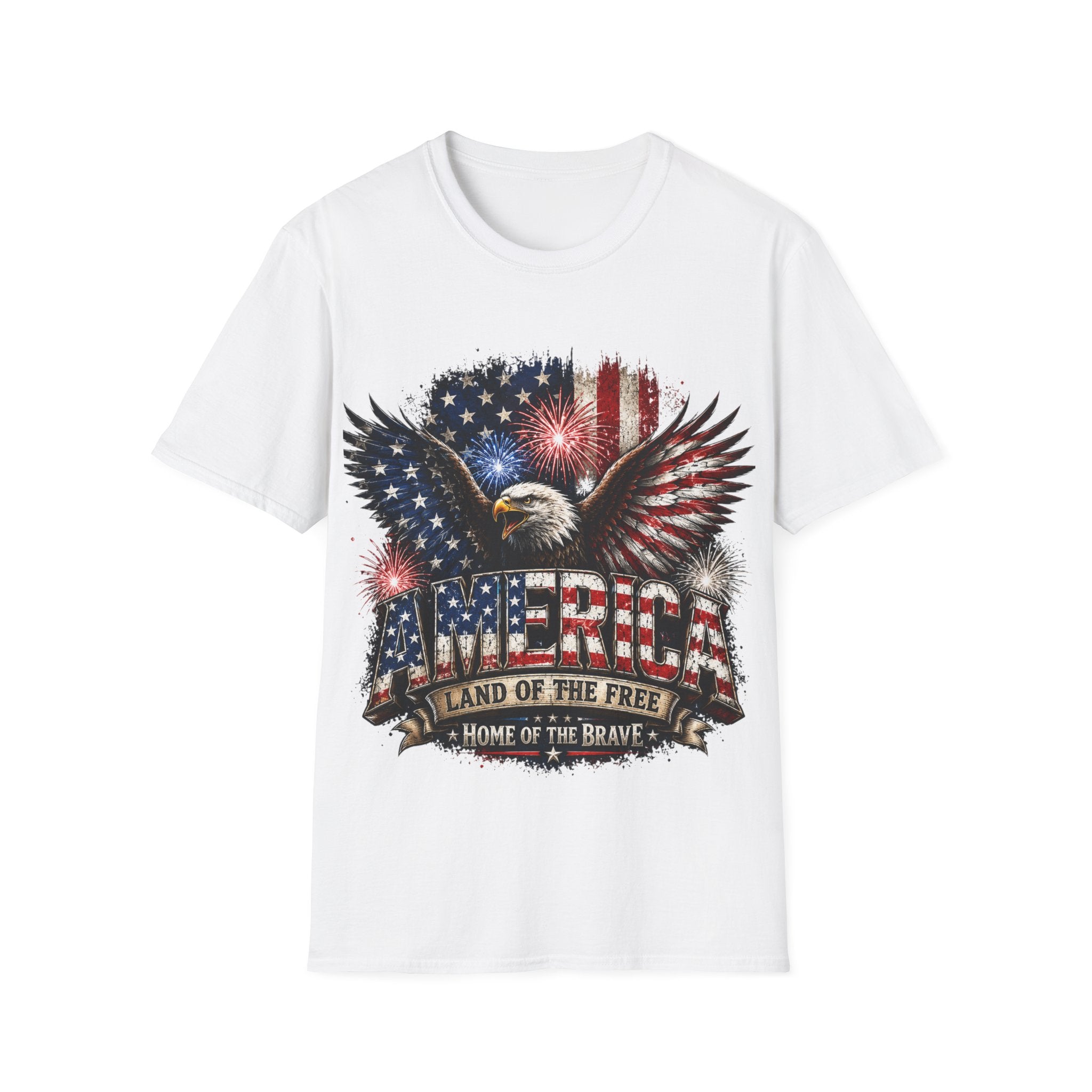 Vintage American Eagle Patriotic T-Shirt | Land of the Free Home of the Brave | USA Flag Graphic Tee