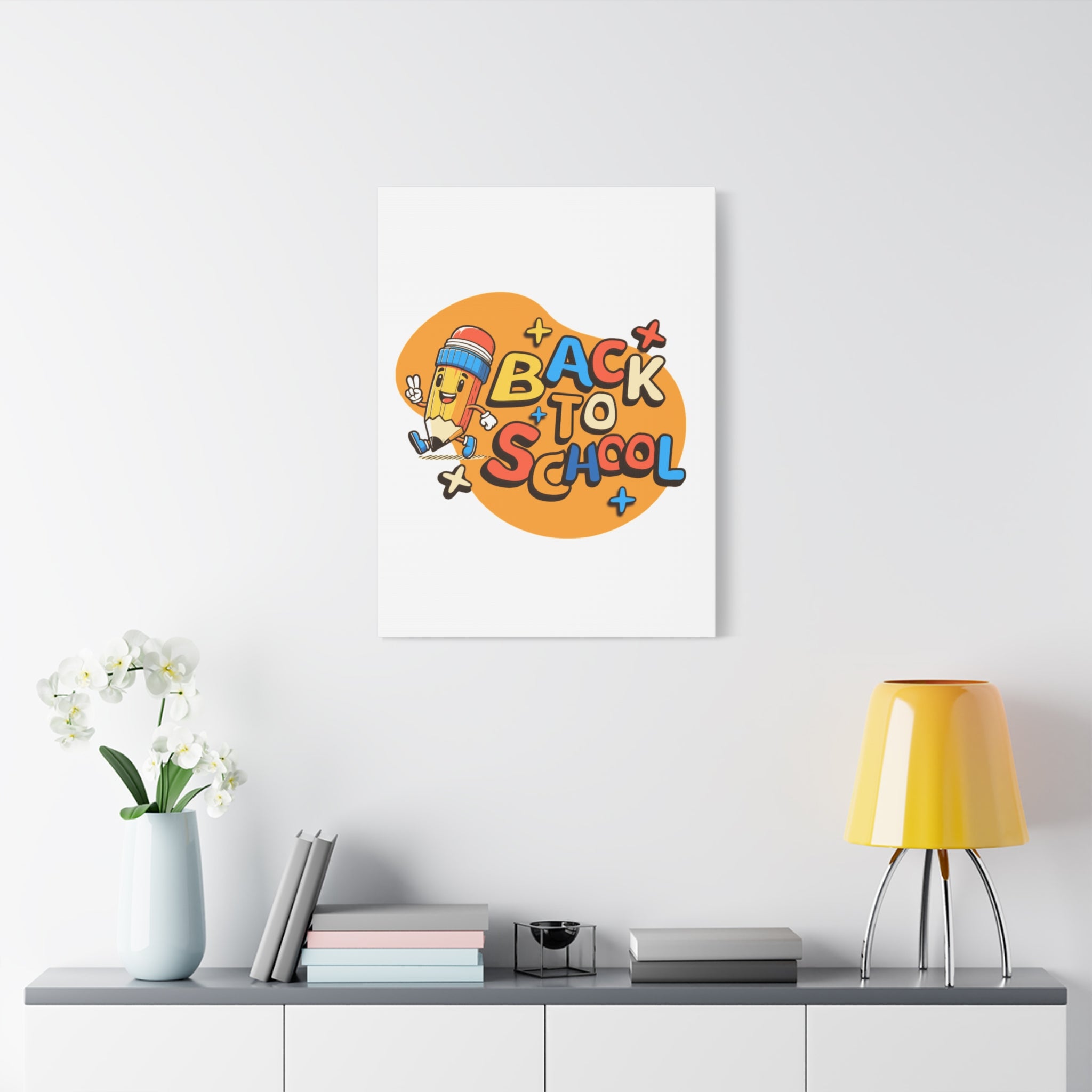 Back to School Canvas Wall Art — Cheerful Pencil Classroom Decor