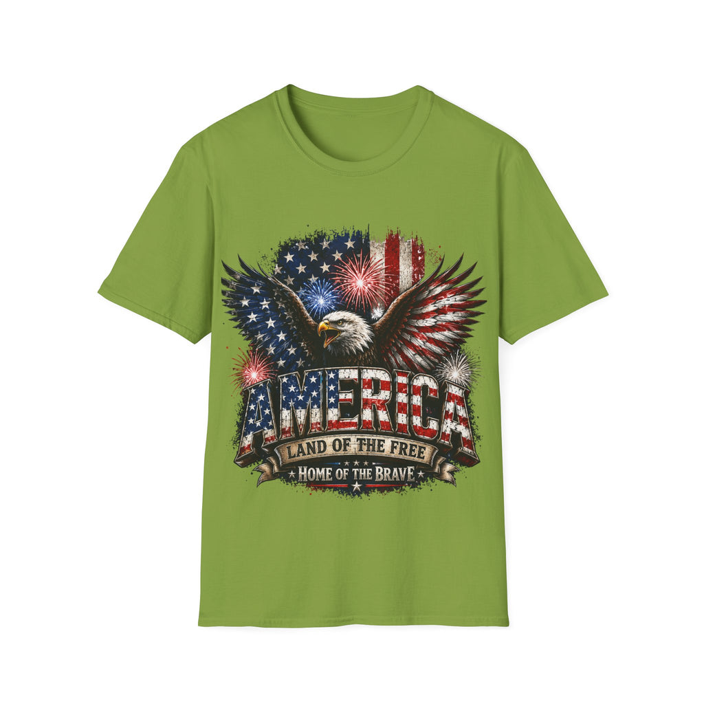 Vintage American Eagle Patriotic T-Shirt | Land of the Free Home of the Brave | USA Flag Graphic Tee