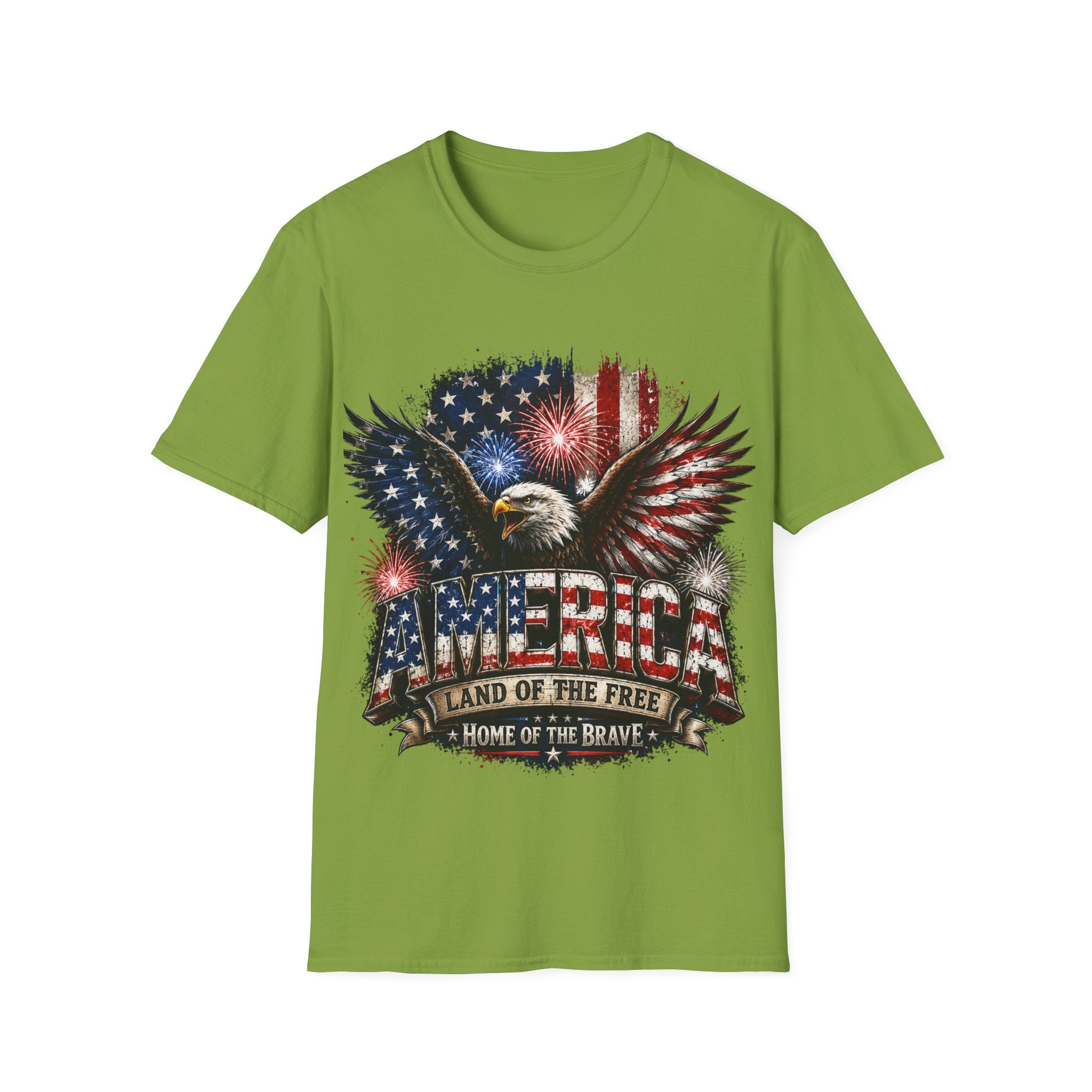 Vintage American Eagle Patriotic T-Shirt | Land of the Free Home of the Brave | USA Flag Graphic Tee