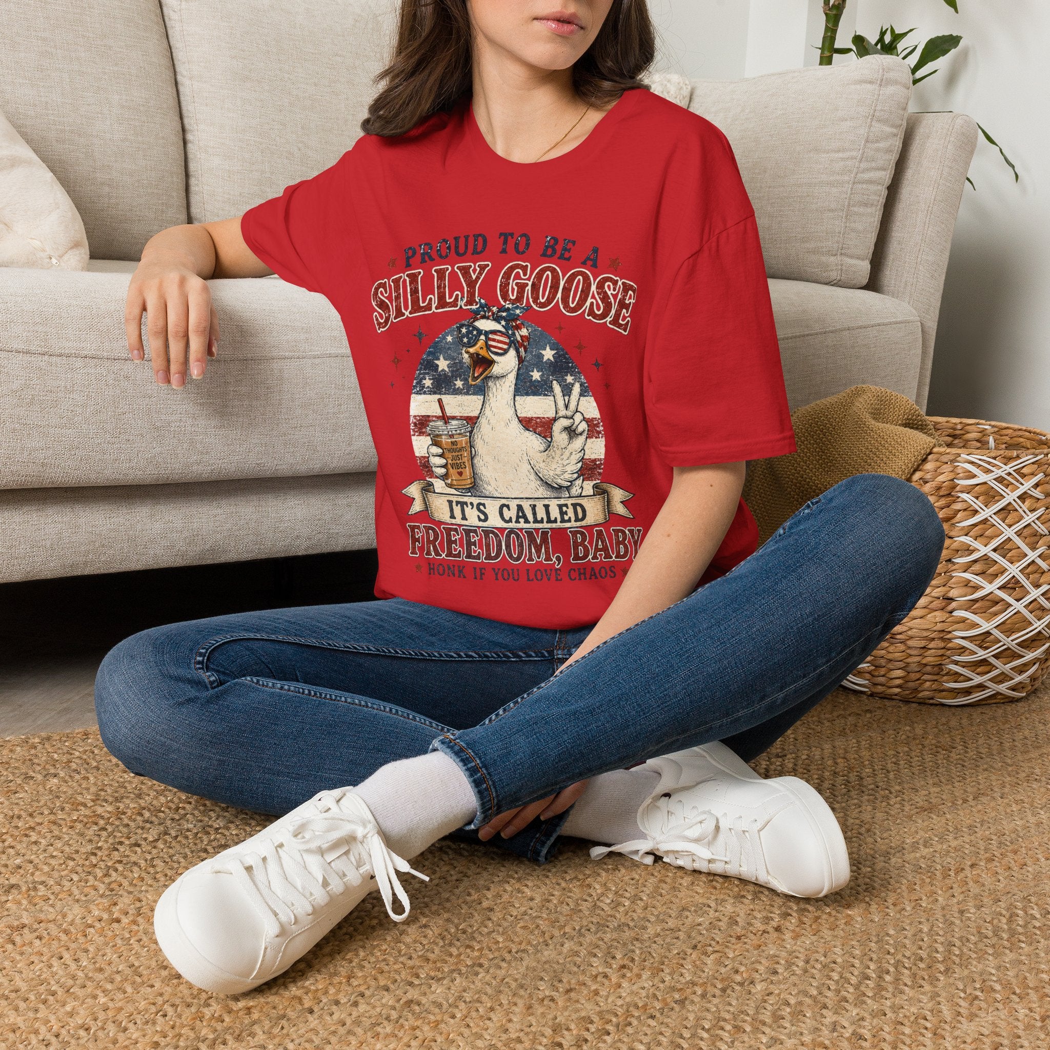 Funny Silly Goose Patriotic T-Shirt | Proud To Be A Silly Goose | Vintage 4th of July Graphic Tee