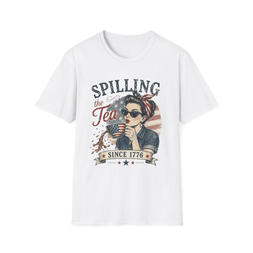 Spilling The Tea Since 1776 T-Shirt | Vintage Patriotic Graphic Tee | Funny America Independence Day Shirt