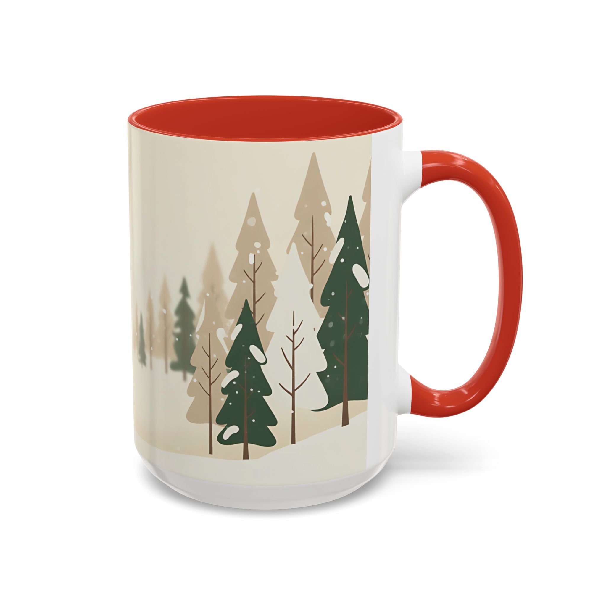Minimal Winter Forest Accent Mug | Holiday Coffee Cup