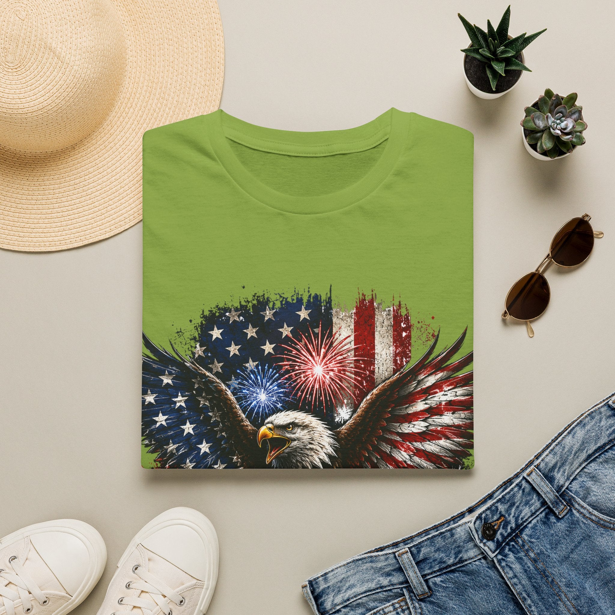 Vintage American Eagle Patriotic T-Shirt | Land of the Free Home of the Brave | USA Flag Graphic Tee