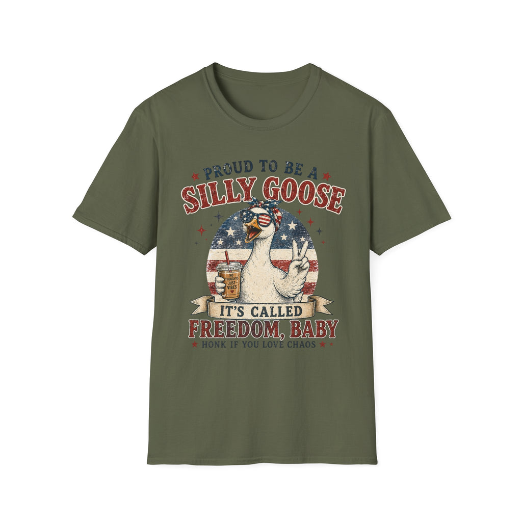 Funny Silly Goose Patriotic T-Shirt | Proud To Be A Silly Goose | Vintage 4th of July Graphic Tee