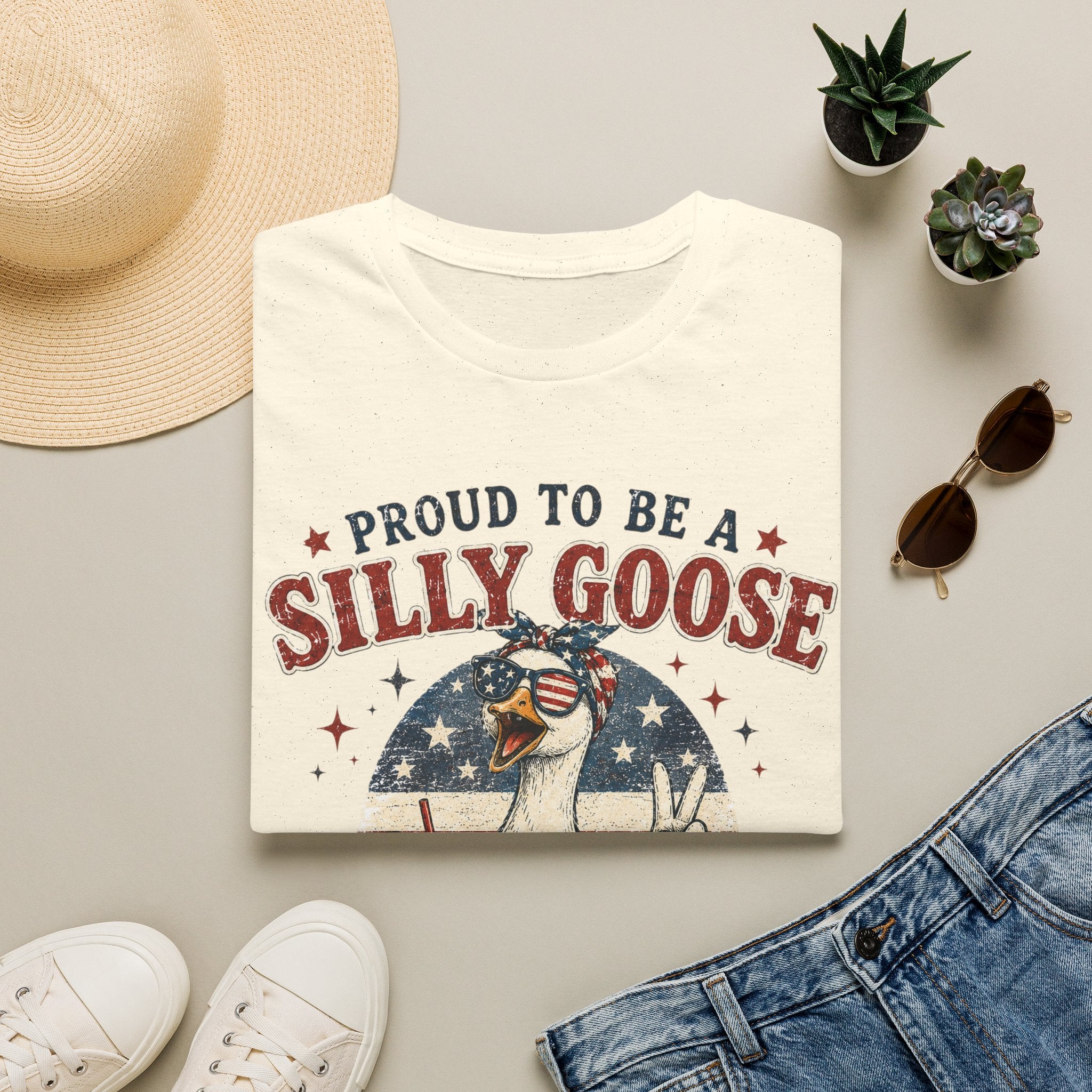 Funny Silly Goose Patriotic T-Shirt | Proud To Be A Silly Goose | Vintage 4th of July Graphic Tee