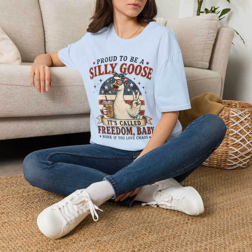 Funny Silly Goose Patriotic T-Shirt | Proud To Be A Silly Goose | Vintage 4th of July Graphic Tee