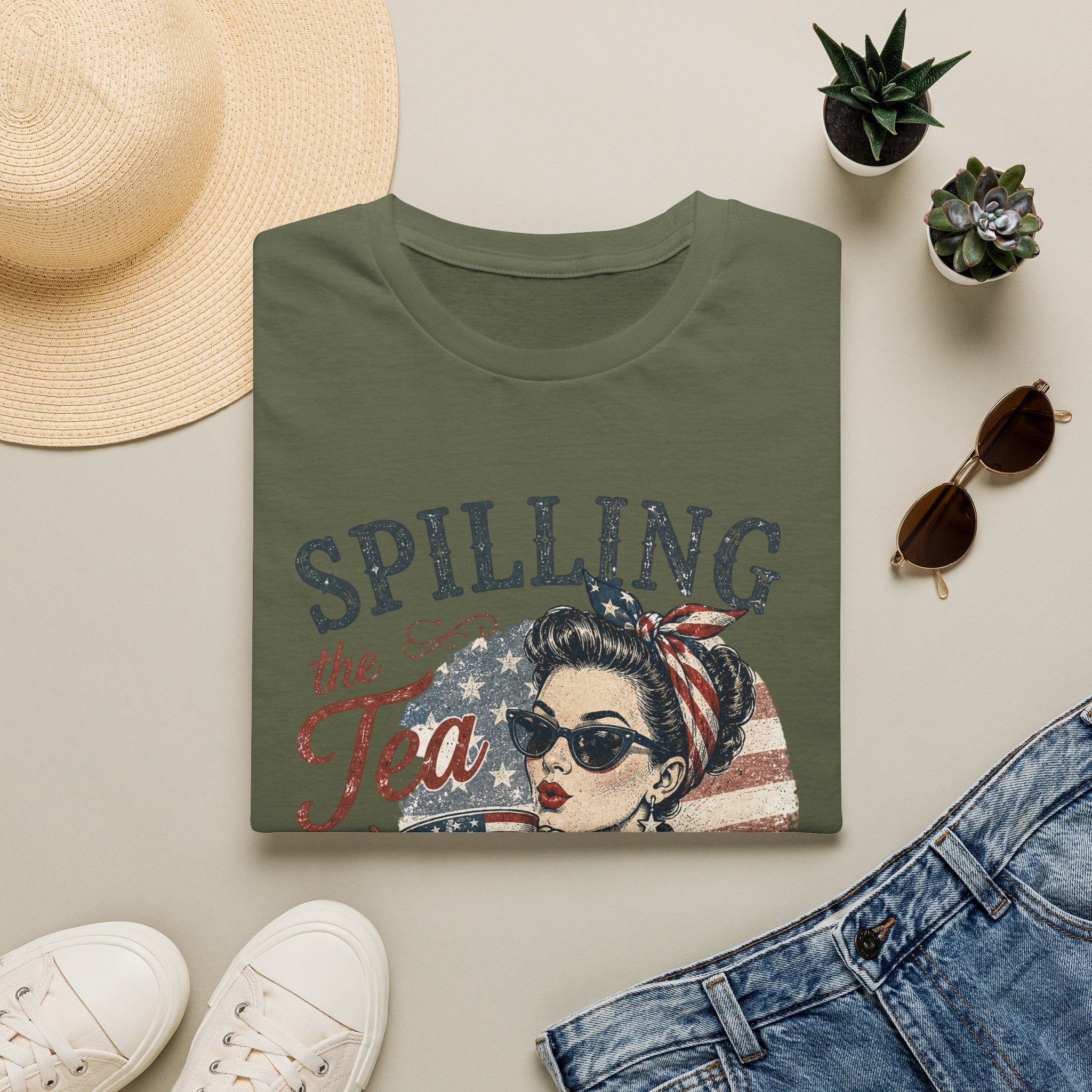 Spilling The Tea Since 1776 T-Shirt | Vintage Patriotic Graphic Tee | Funny America Independence Day Shirt