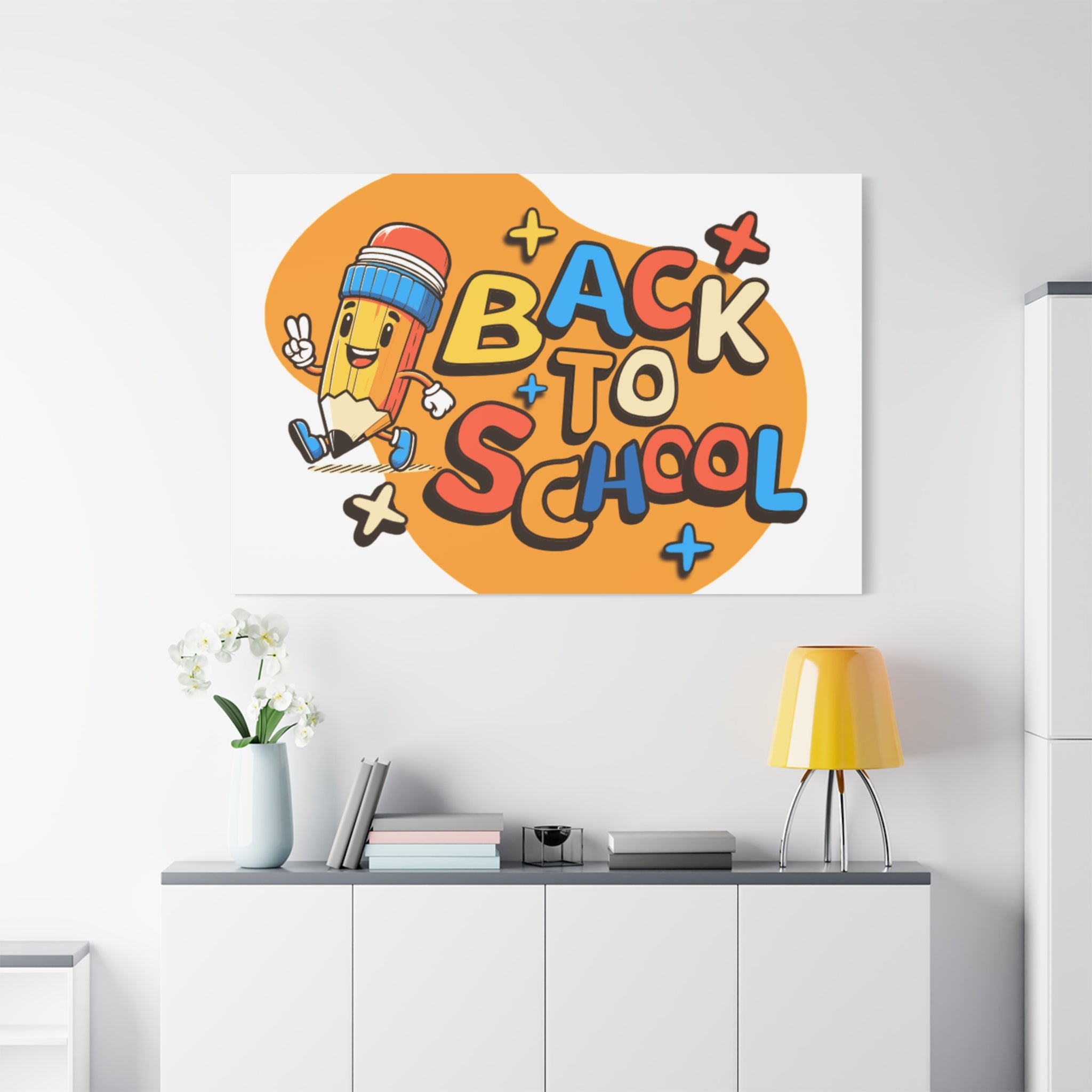 Back to School Canvas Wall Art — Cheerful Pencil Classroom Decor