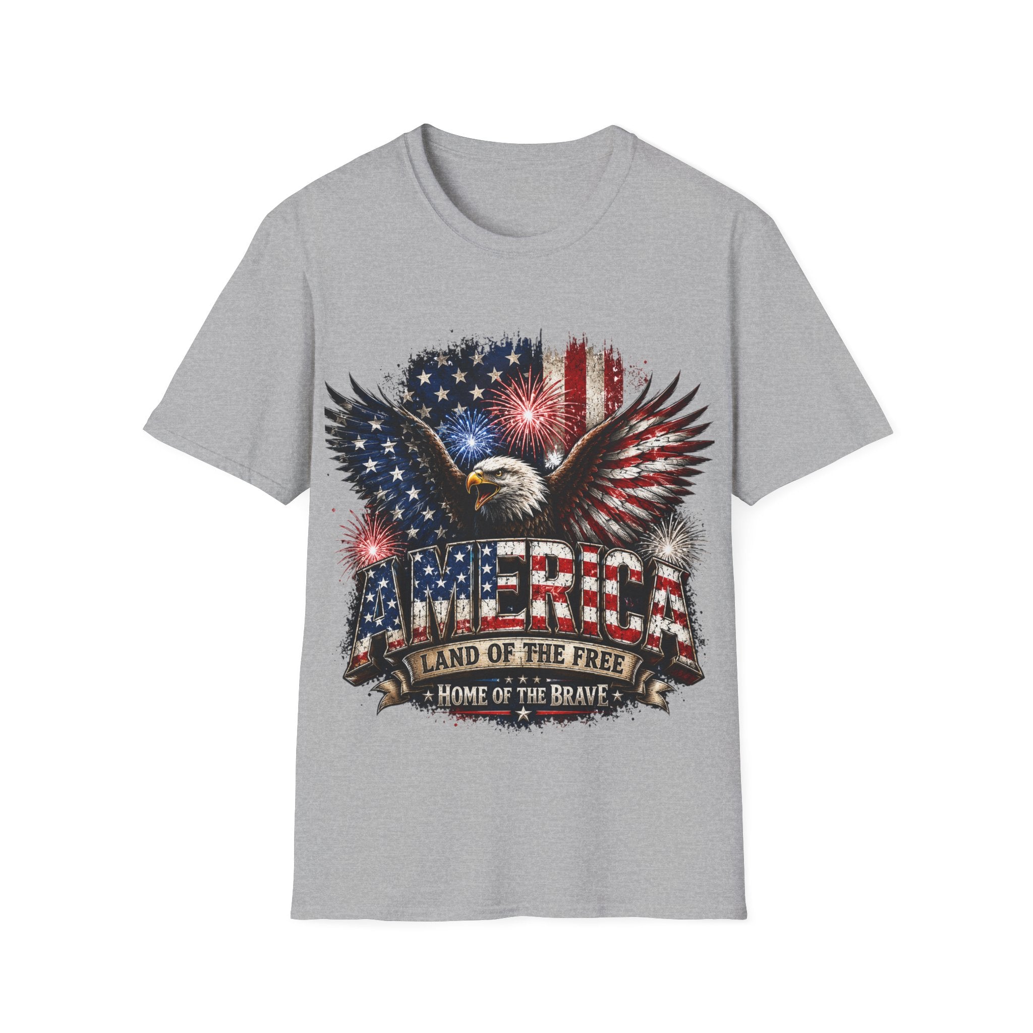 Vintage American Eagle Patriotic T-Shirt | Land of the Free Home of the Brave | USA Flag Graphic Tee
