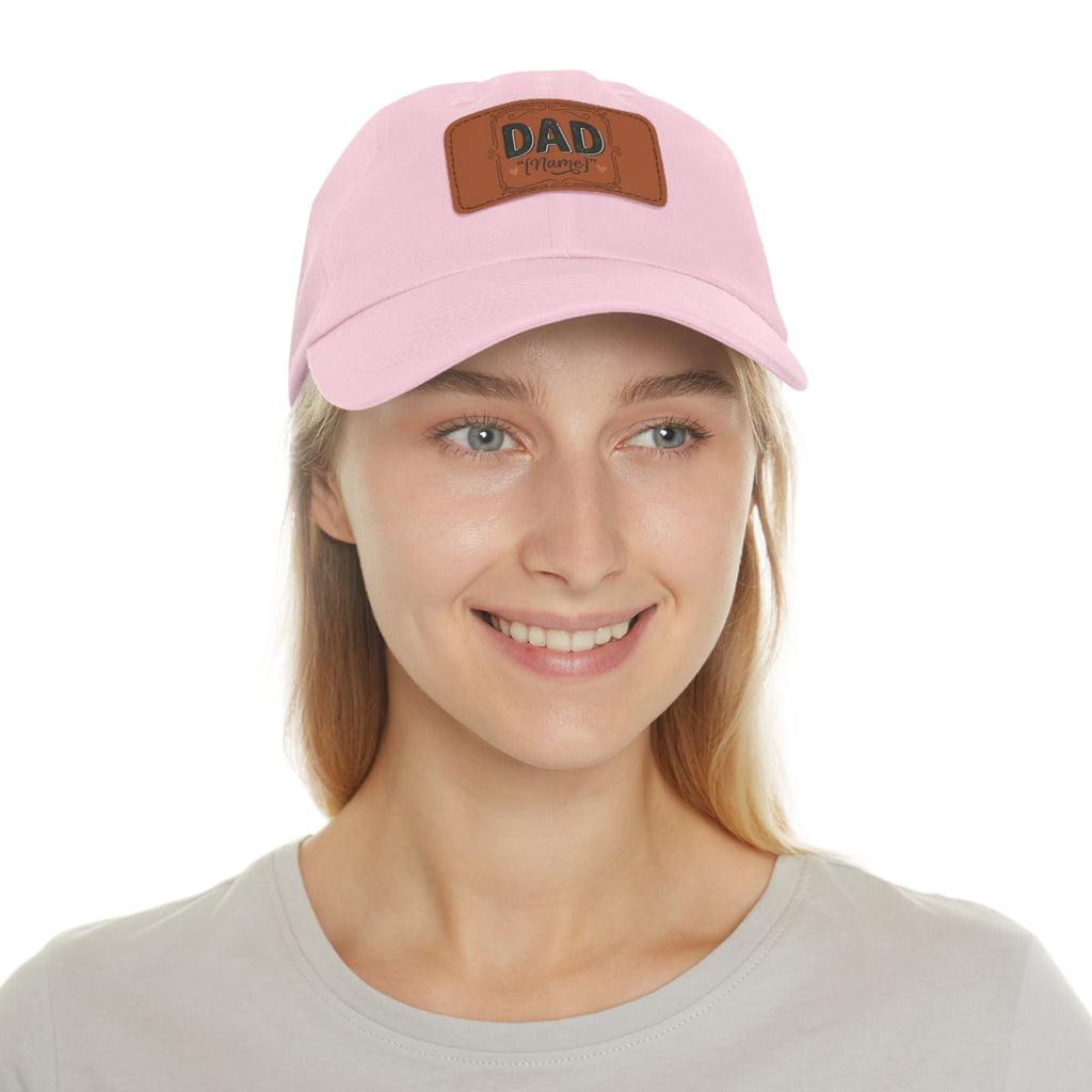 Personalized "Dad" Leather Patch Dad Hat — Custom Father's Day Cap