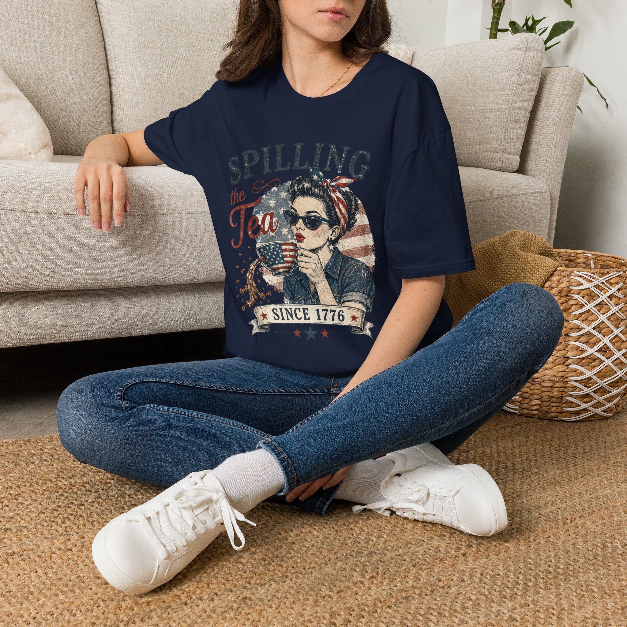 Spilling The Tea Since 1776 T-Shirt | Vintage Patriotic Graphic Tee | Funny America Independence Day Shirt