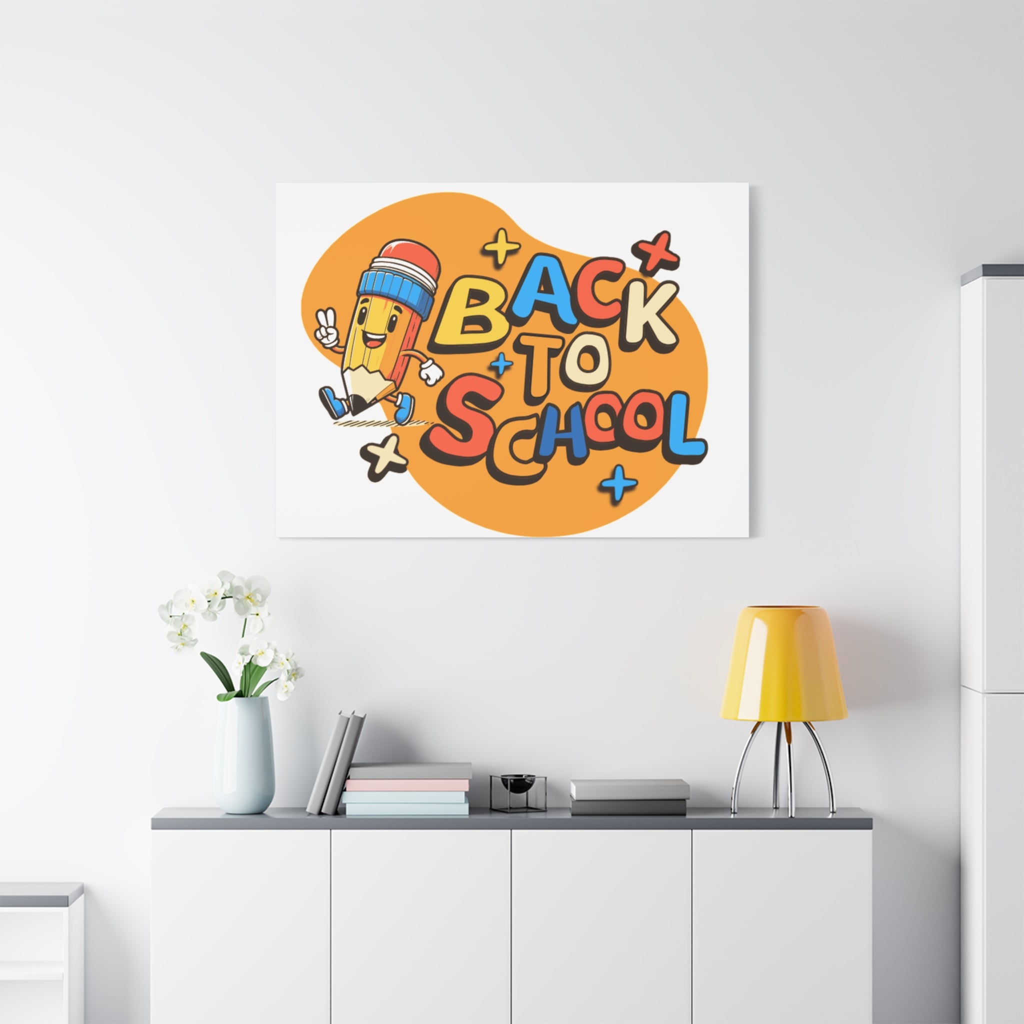 Back to School Canvas Wall Art — Cheerful Pencil Classroom Decor