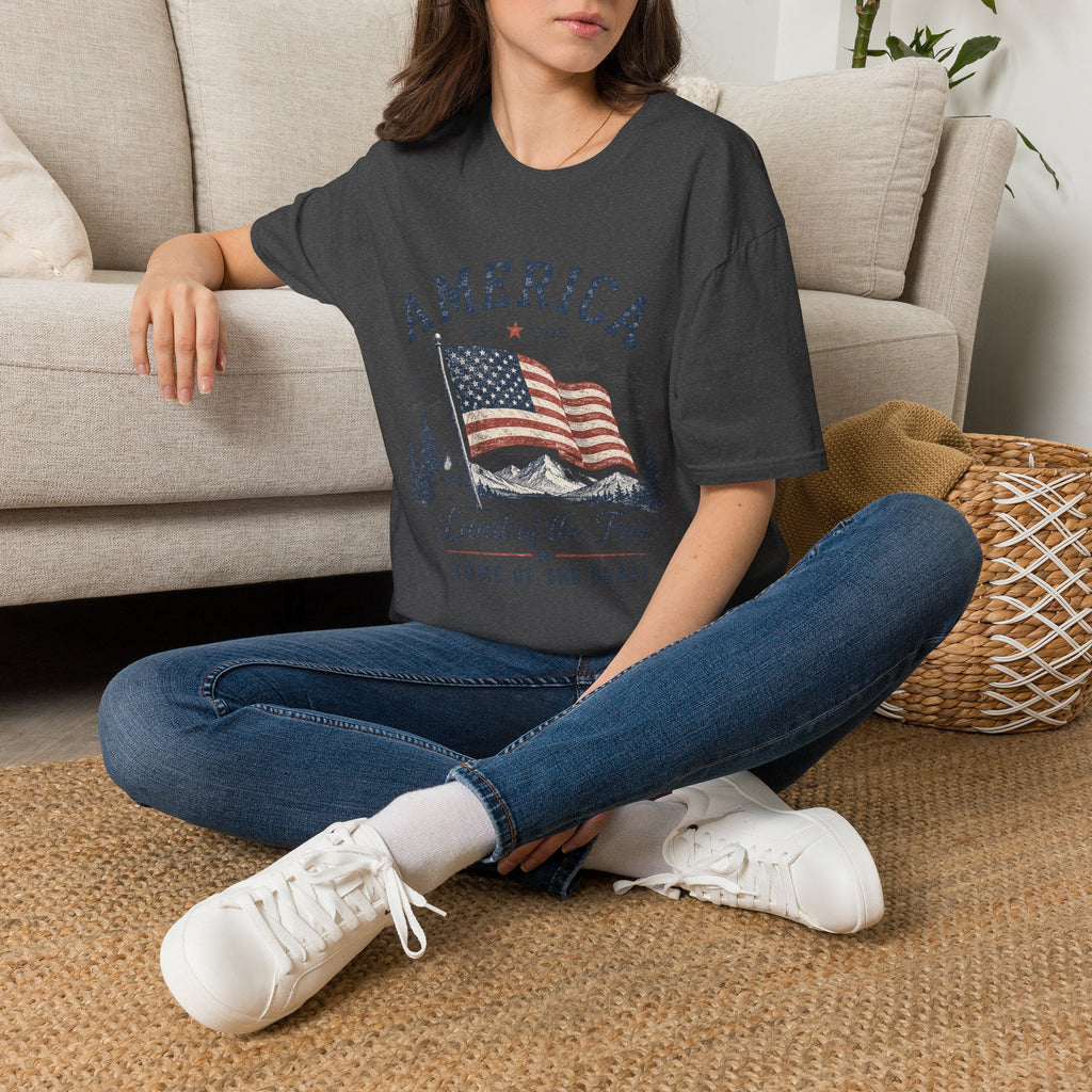Vintage America Est. 1776 T-Shirt | Land of the Free Home of the Brave | Retro Patriotic Graphic Tee