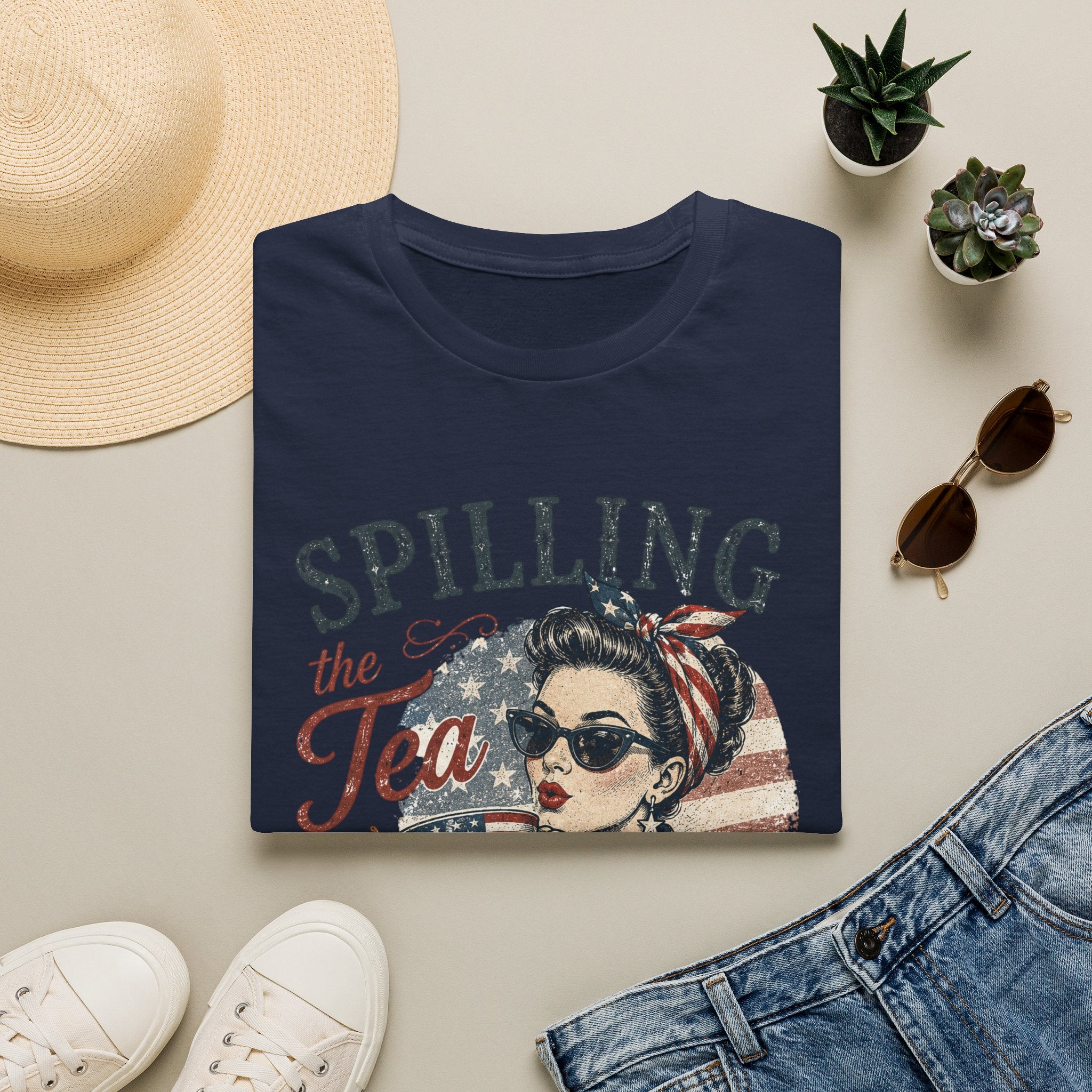 Spilling The Tea Since 1776 T-Shirt | Vintage Patriotic Graphic Tee | Funny America Independence Day Shirt