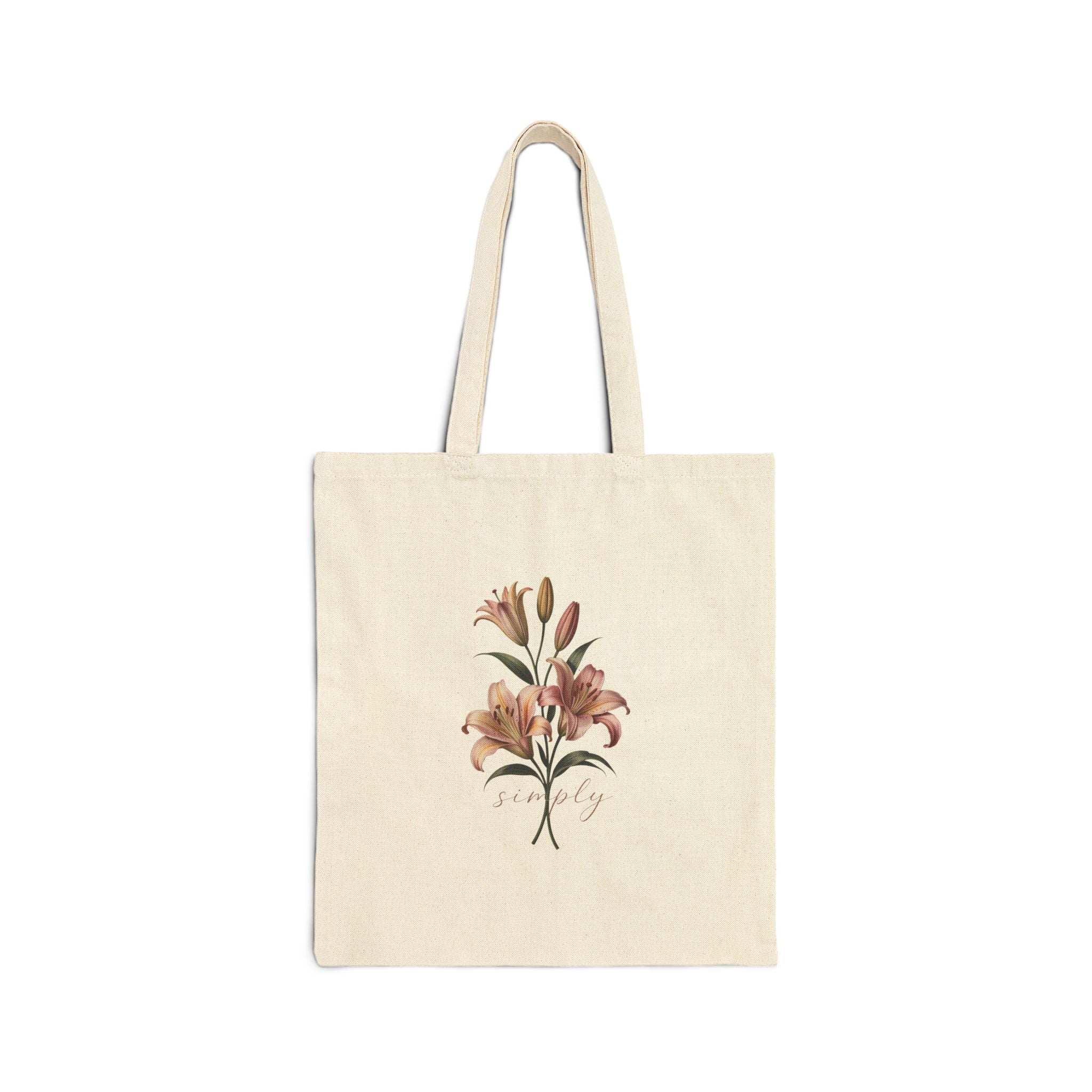 Personalized Neutral Watercolor Lily Tote Bag