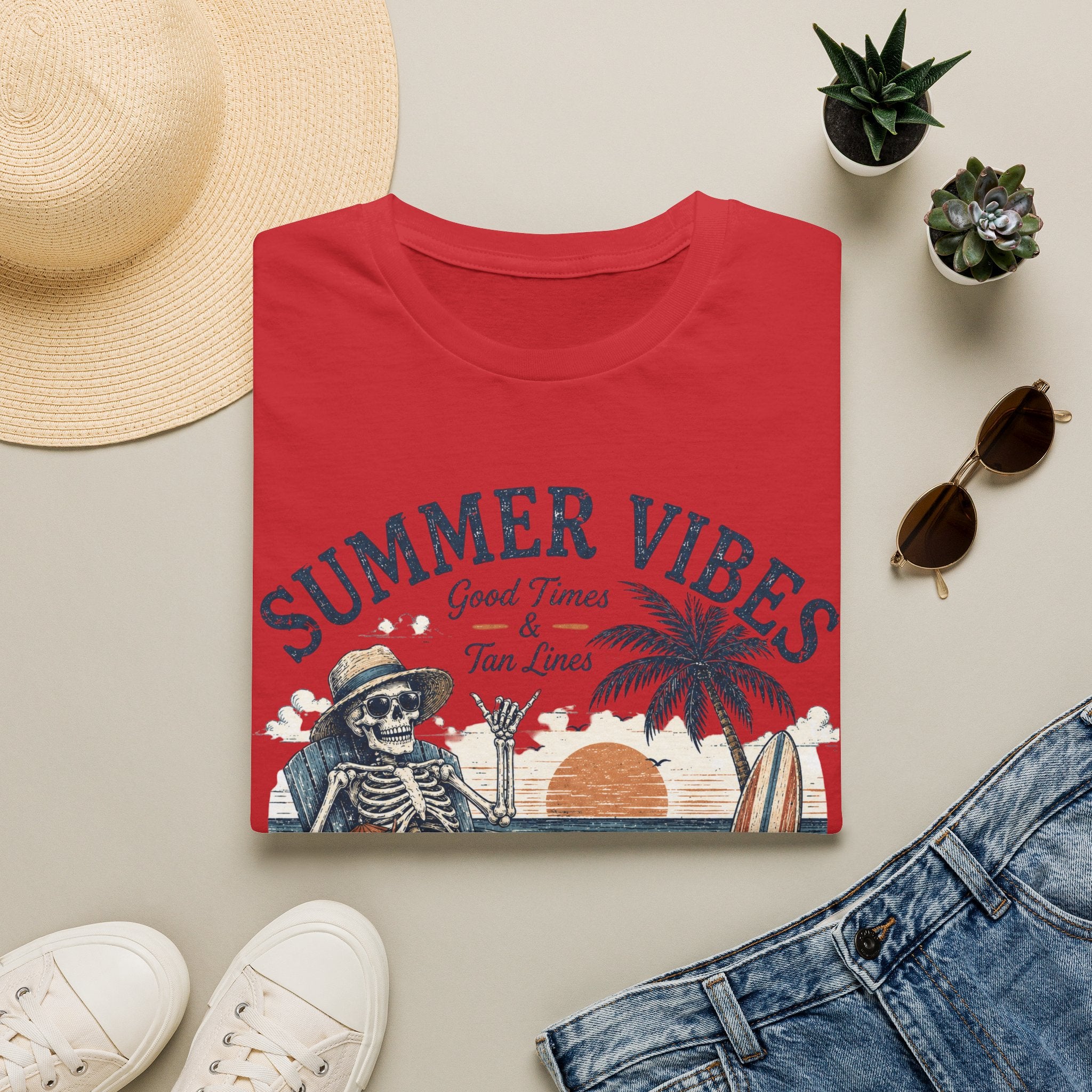 Salty Air Don't Care Skeleton Beach T-Shirt | Vintage Summer Vibes Graphic Tee | Retro Beach Vacation Shirt
