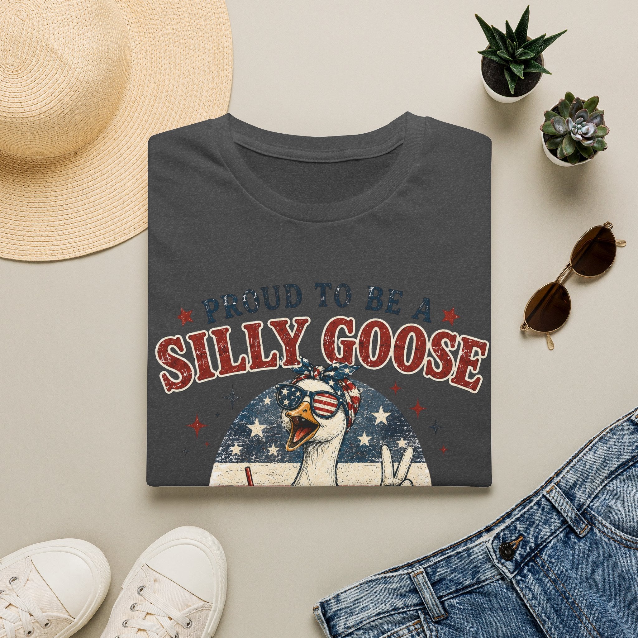 Funny Silly Goose Patriotic T-Shirt | Proud To Be A Silly Goose | Vintage 4th of July Graphic Tee