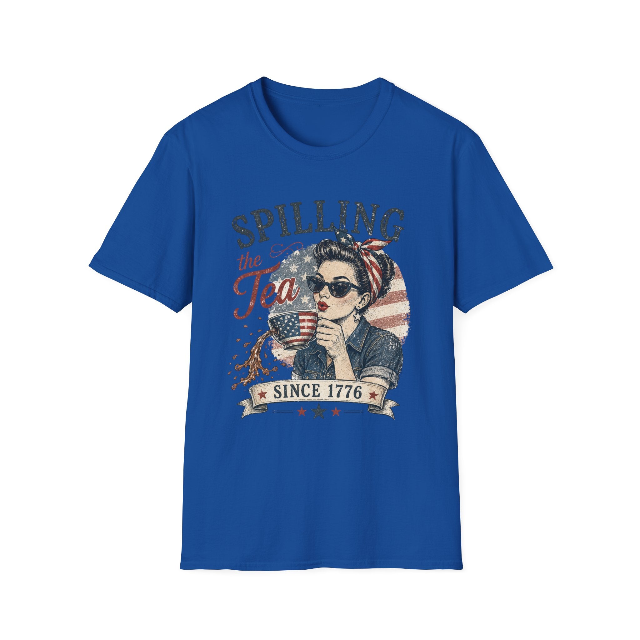 Spilling The Tea Since 1776 T-Shirt | Vintage Patriotic Graphic Tee | Funny America Independence Day Shirt