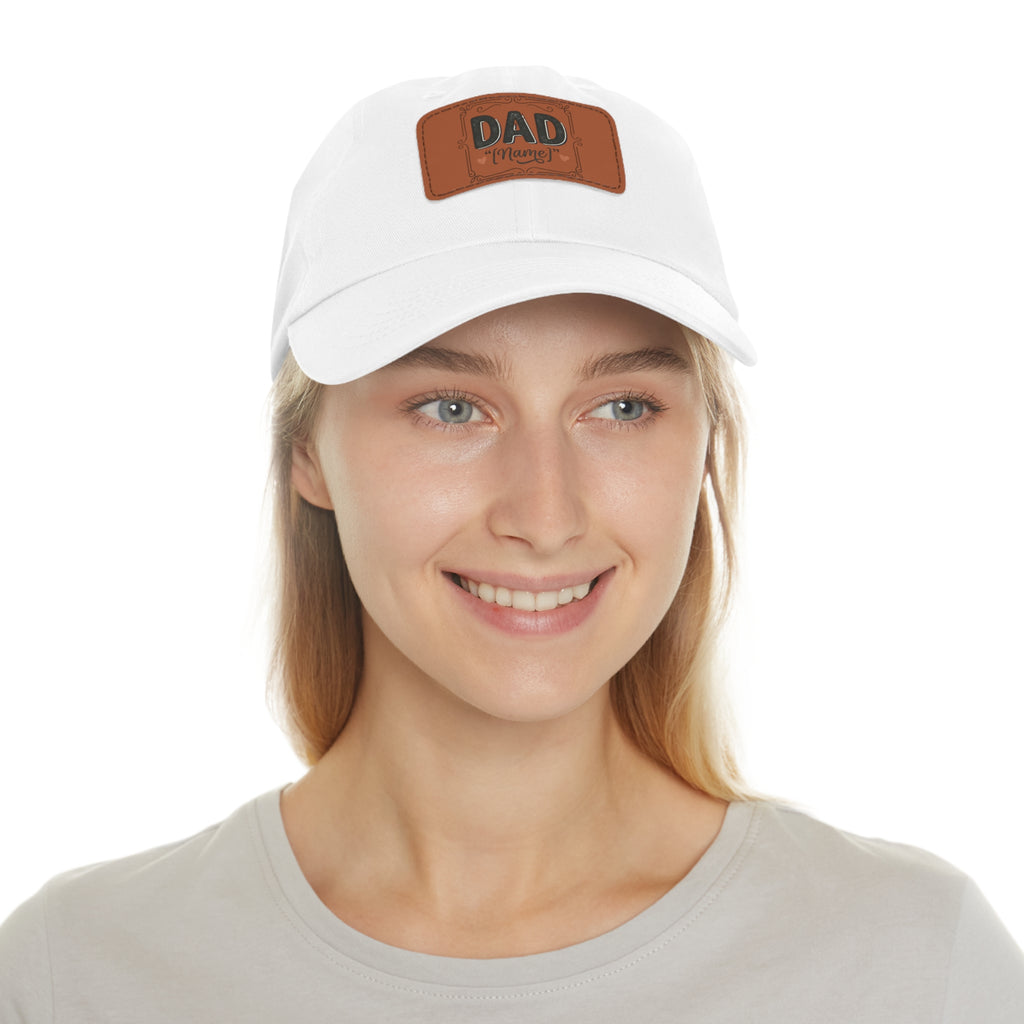Personalized "Dad" Leather Patch Dad Hat — Custom Father's Day Cap