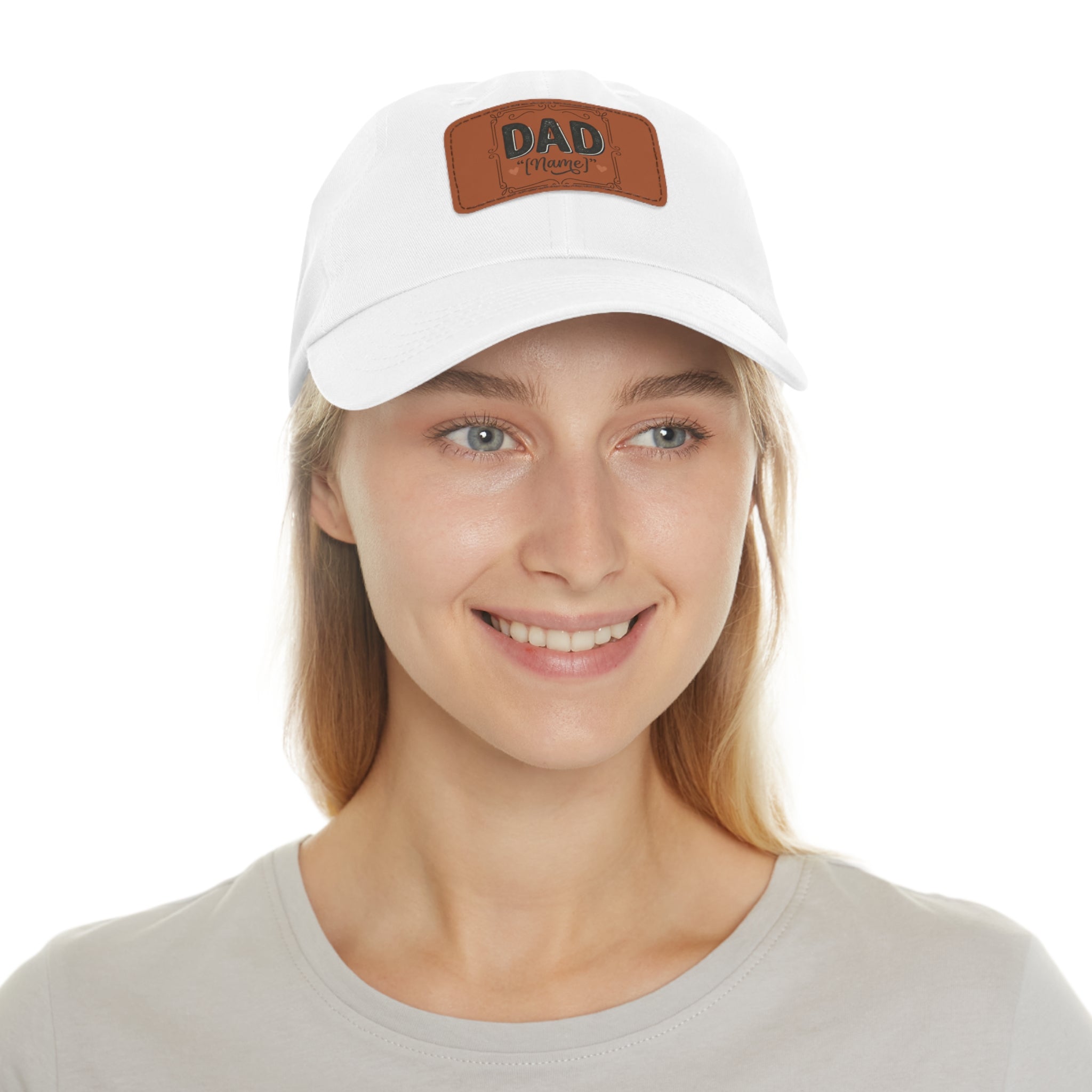 Personalized "Dad" Leather Patch Dad Hat — Custom Father's Day Cap