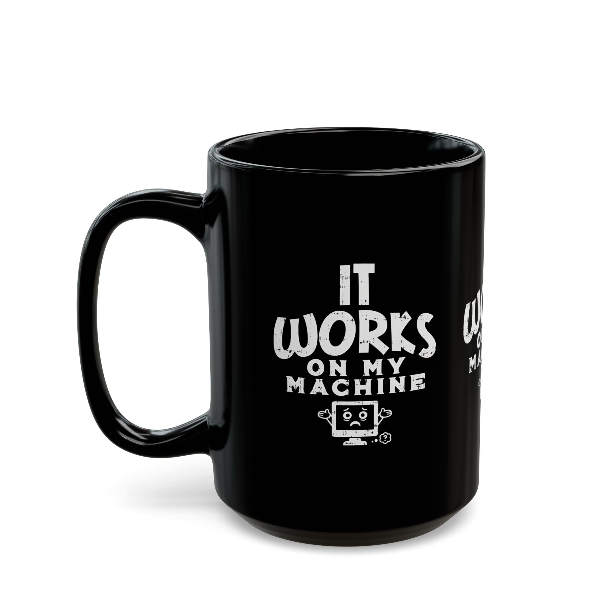 It Works On My Machine Mug | Black Ceramic Programmer Coffee Cup