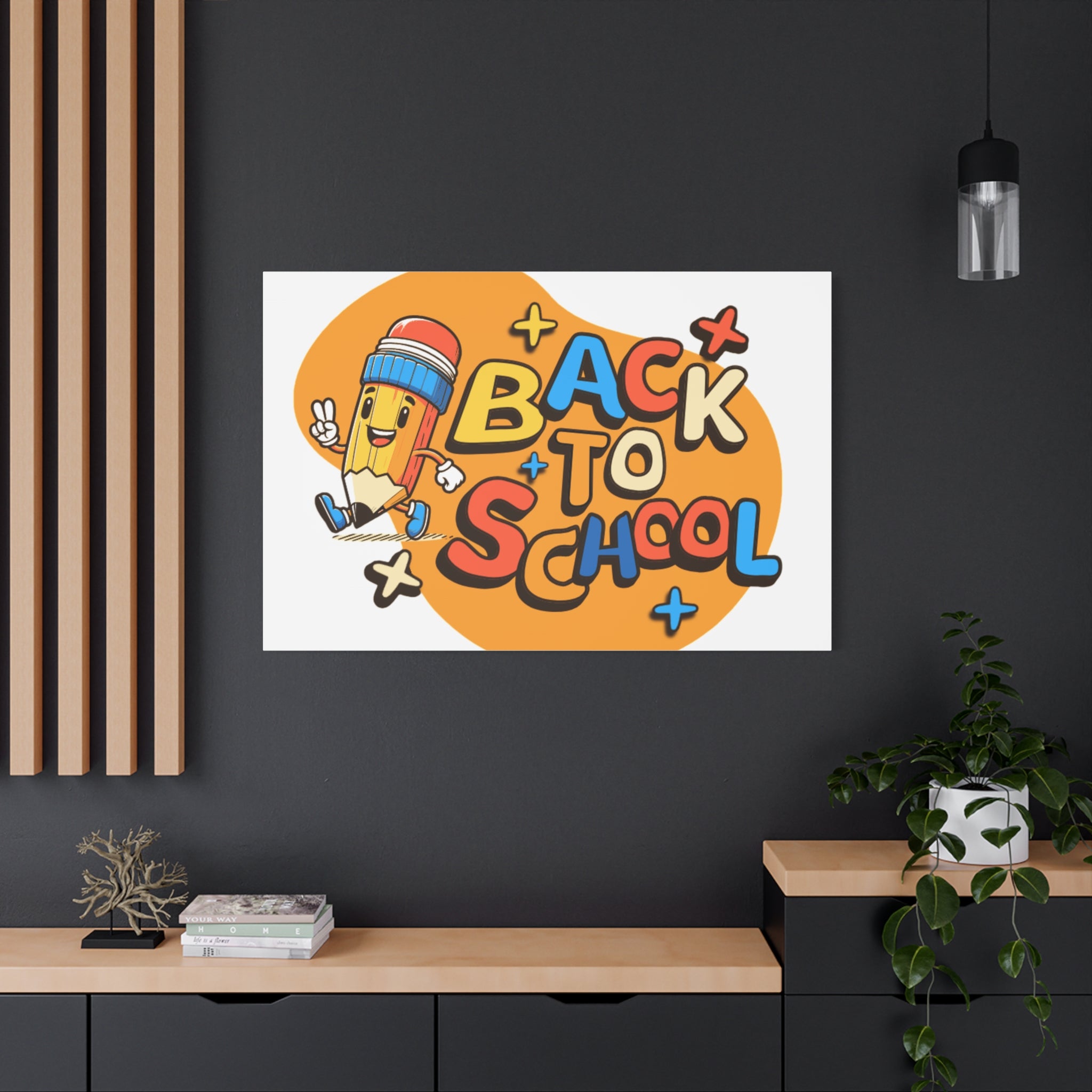 Back to School Canvas Wall Art — Cheerful Pencil Classroom Decor