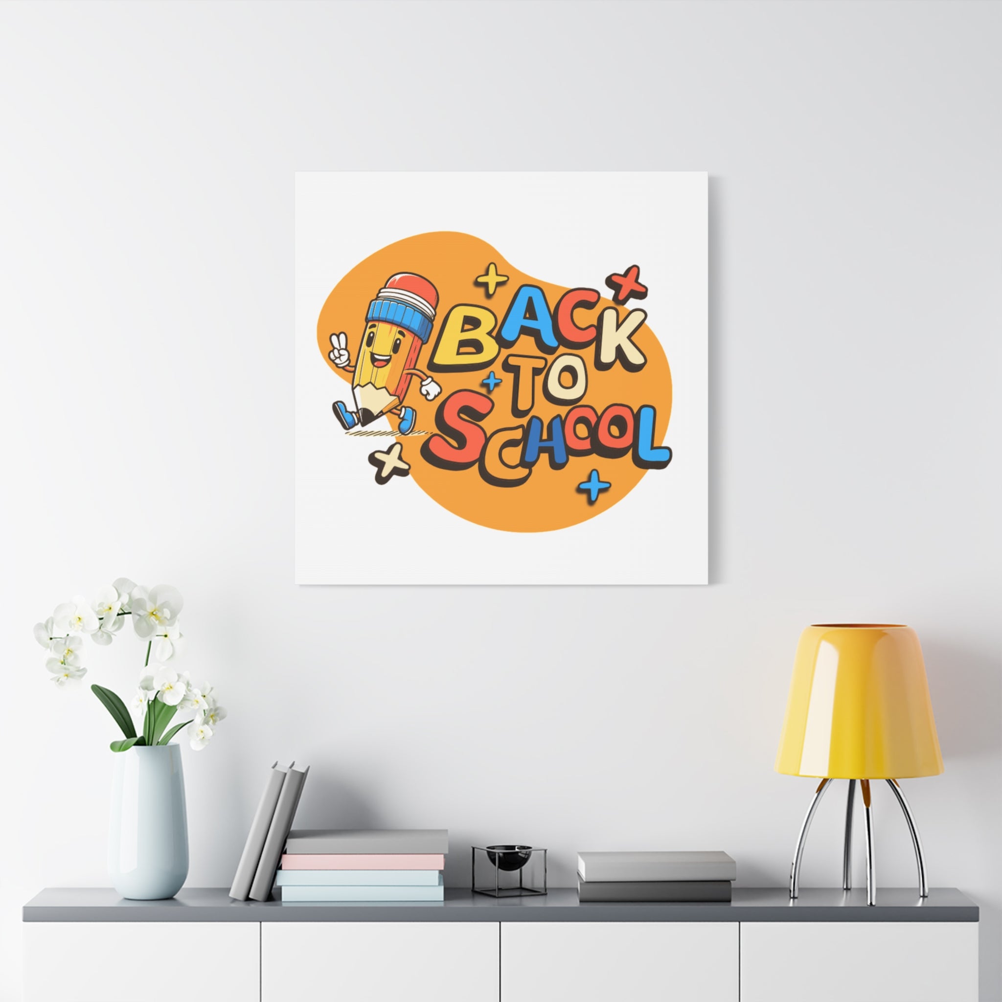 Back to School Canvas Wall Art — Cheerful Pencil Classroom Decor